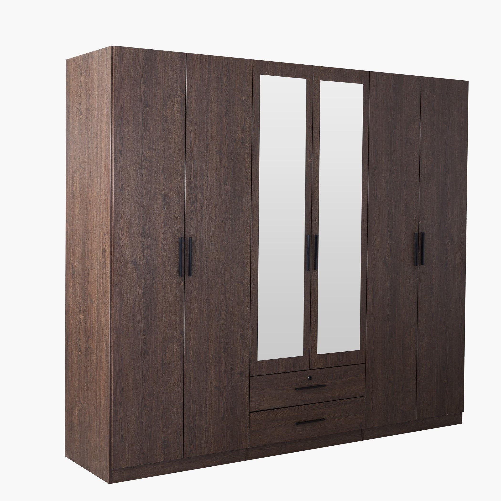 Movo Hotelya 6 Door Wardrobe with 2 Drawers Locks and Mirrors-hbxfurniture-wardrobes-image-5