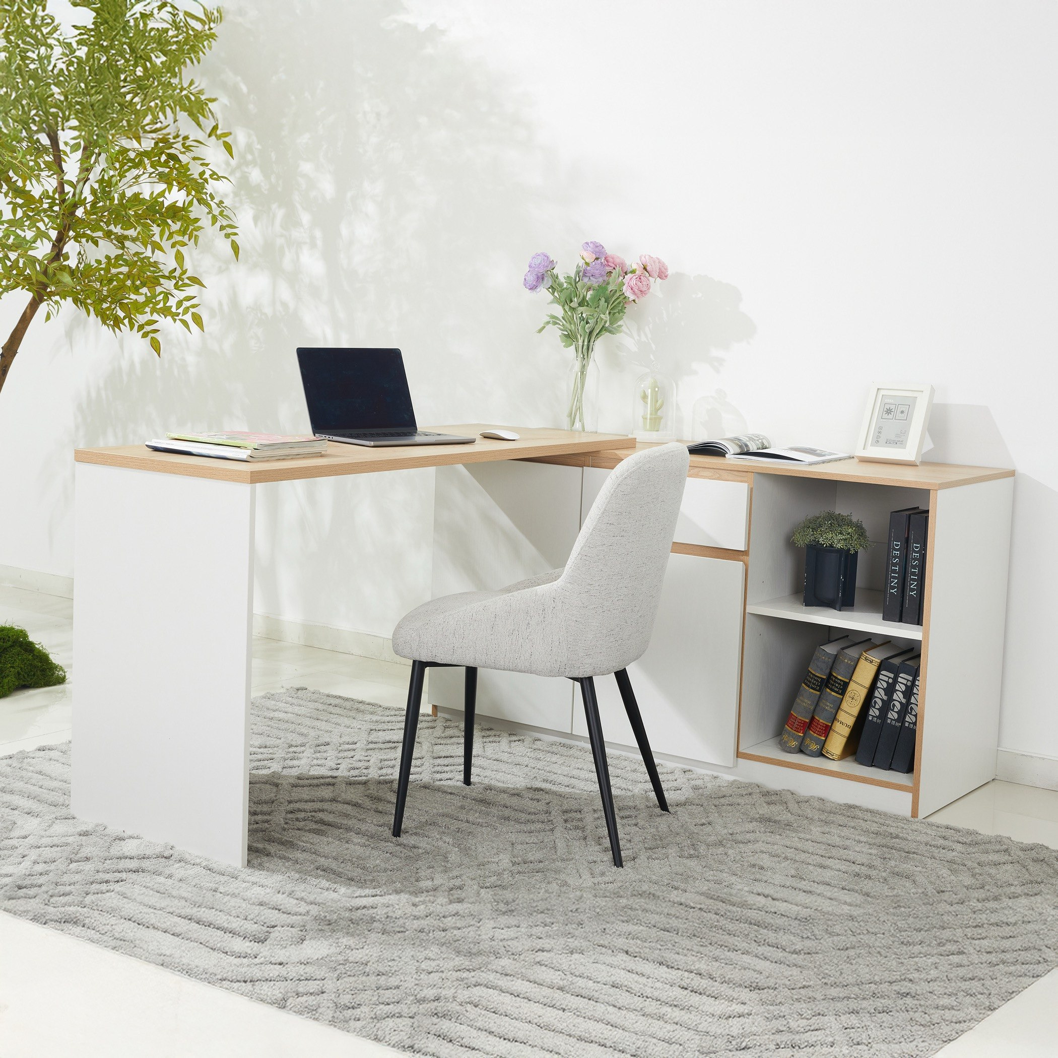 Milan 2-Door Convertible Corner Desk with Drawer-hbxfurniture-office-desks-image-1