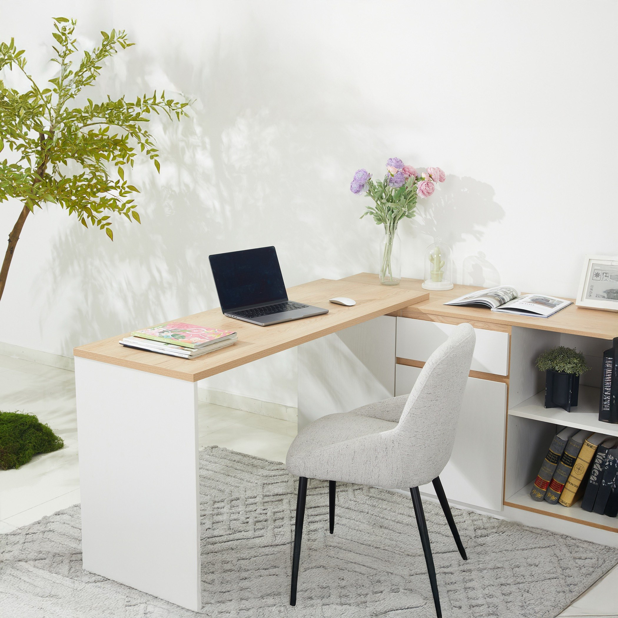 Milan 2-Door Convertible Corner Desk with Drawer-hbxfurniture-office-desks-image-2
