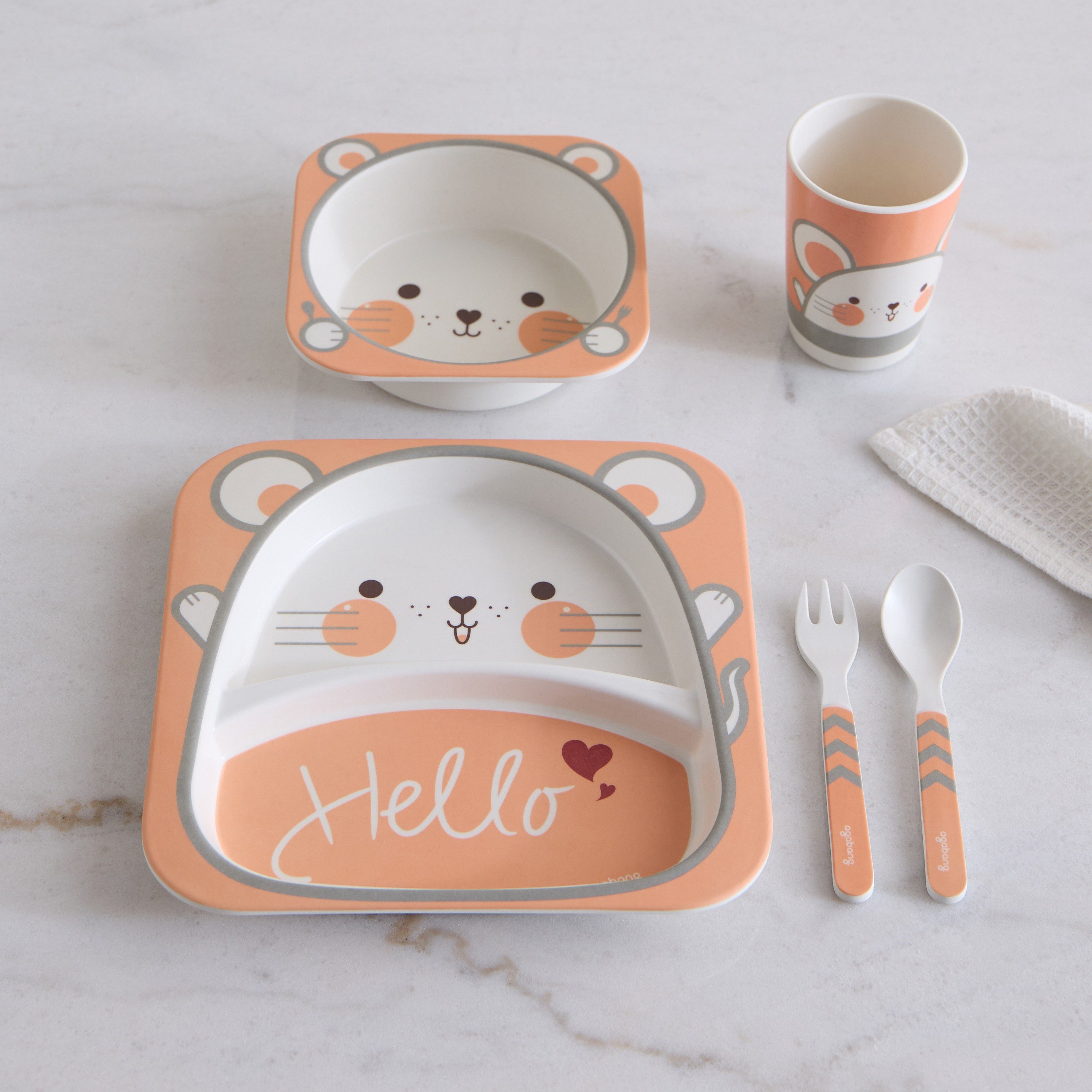 طقم عشاء خيزران 5 قطع  بطبعات كيتي-hbxhomeware-hbxkidsandyouth-image-1