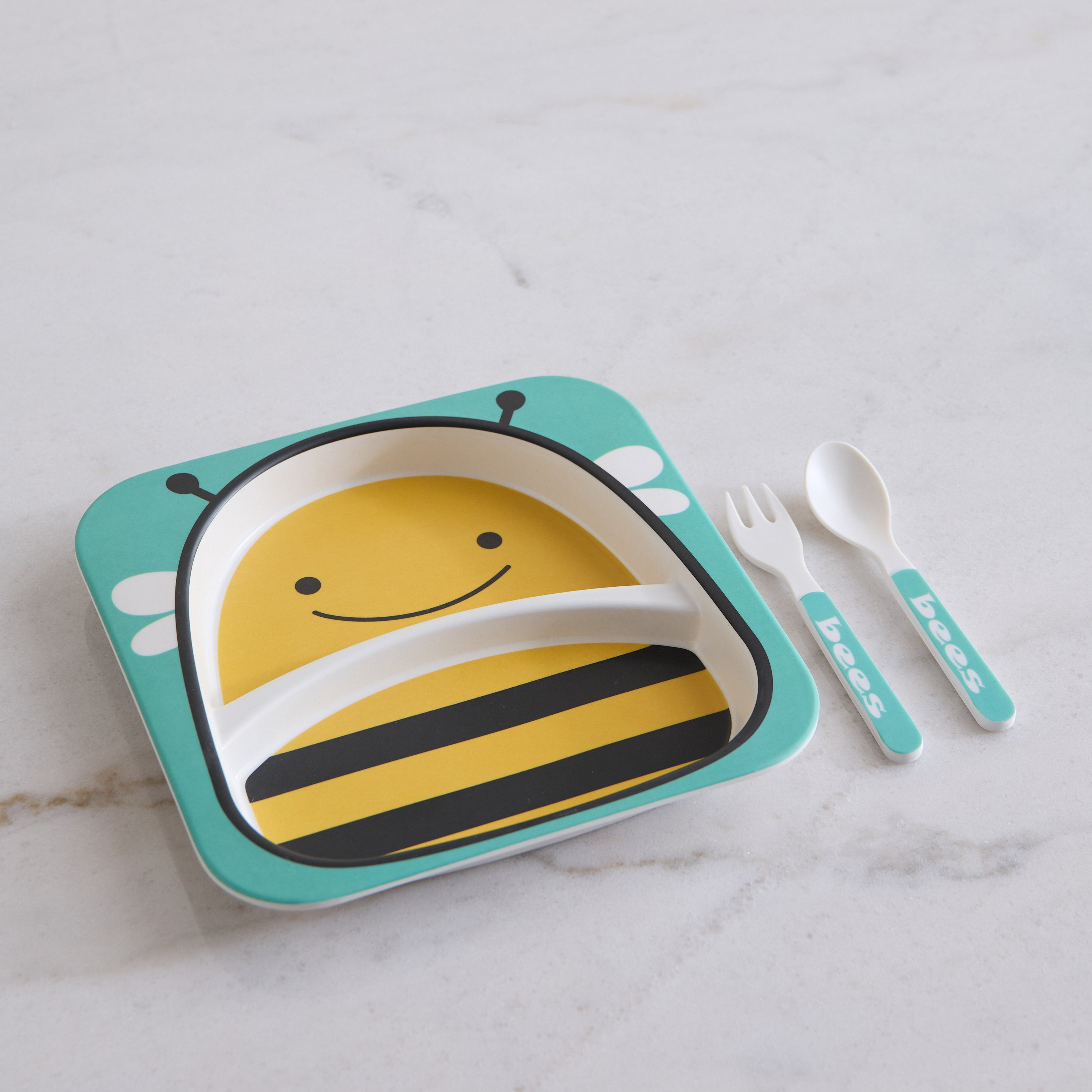 طقم عشاء خيزران 5 قطع  بطبعات نحلة - ‎21.4x21.4x9.5 سم-hbxhomeware-hbxkidsandyouth-image-2
