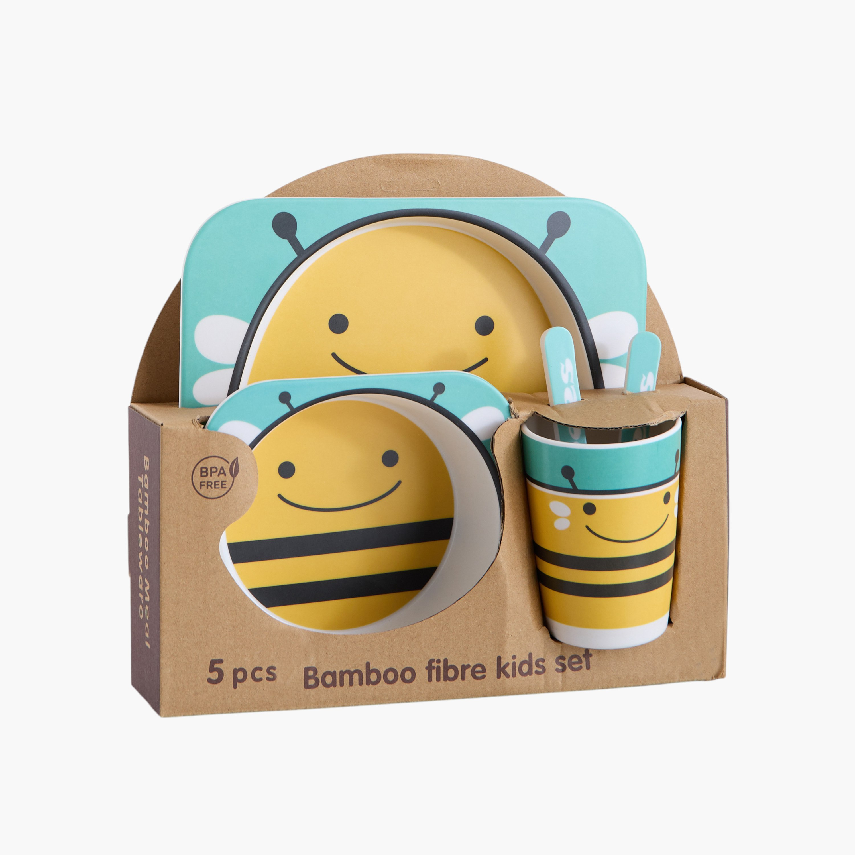 طقم عشاء خيزران 5 قطع  بطبعات نحلة - ‎21.4x21.4x9.5 سم-hbxhomeware-hbxkidsandyouth-image-5