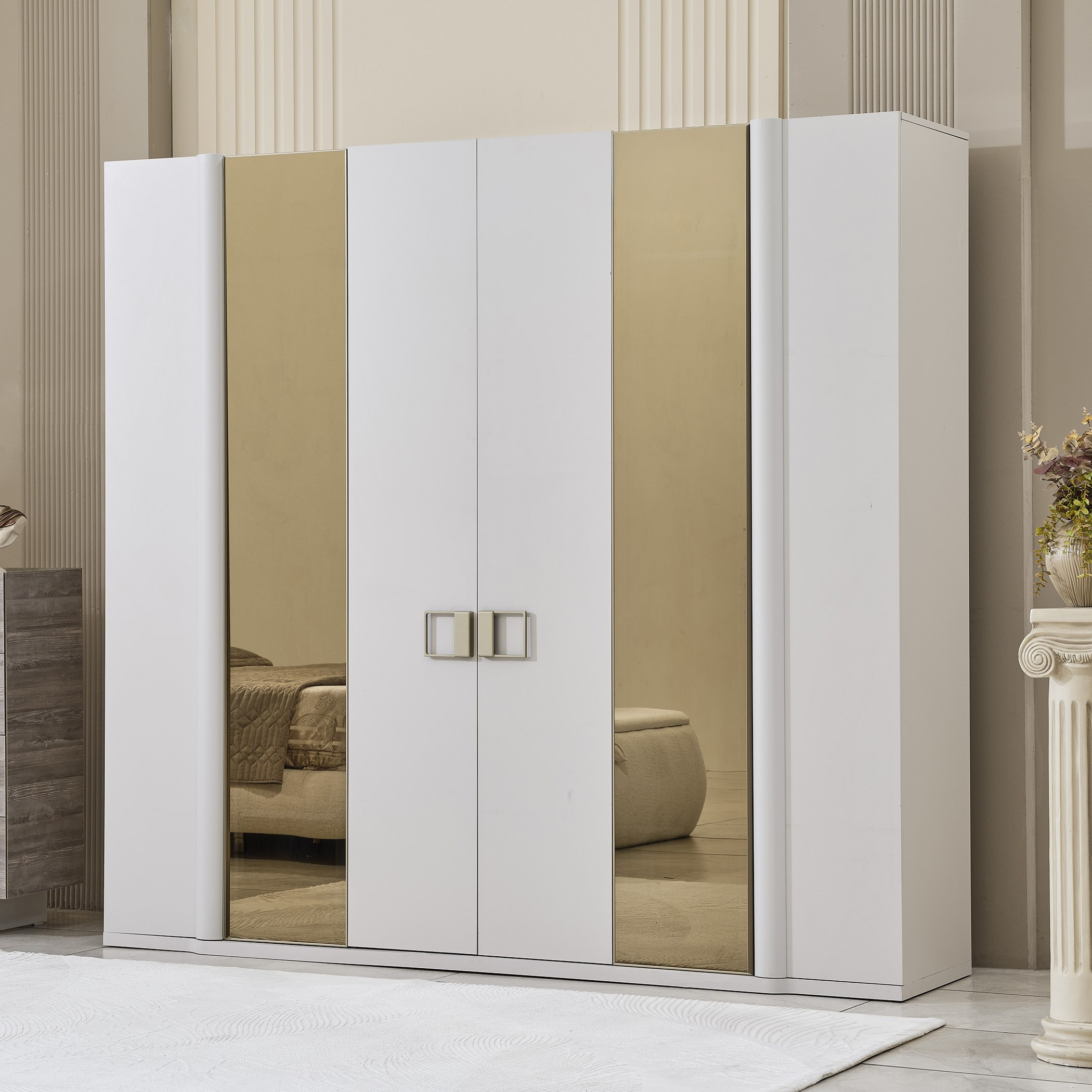 Startford 6-Door Wardrobe with 2 Reflective Mirrors-hbxfurniture-wardrobes-image-1