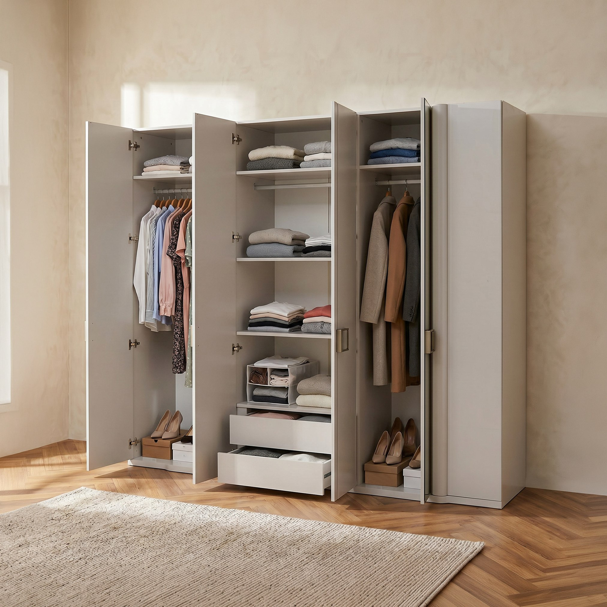 Startford 6-Door Wardrobe with 2 Reflective Mirrors-hbxfurniture-wardrobes-image-3