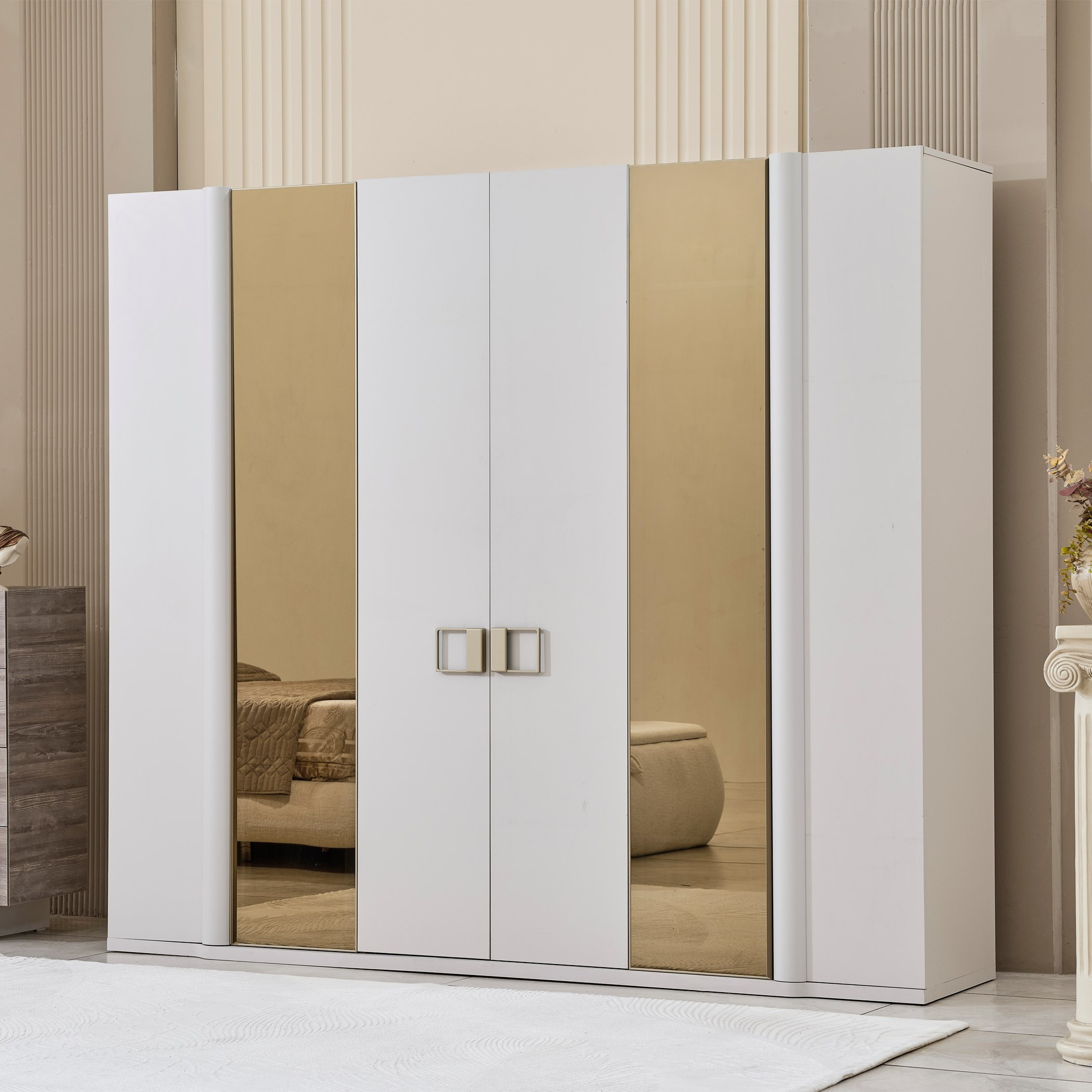 Startford 6-Door Wardrobe with 2 Reflective Mirrors-hbxfurniture-wardrobes-image-4