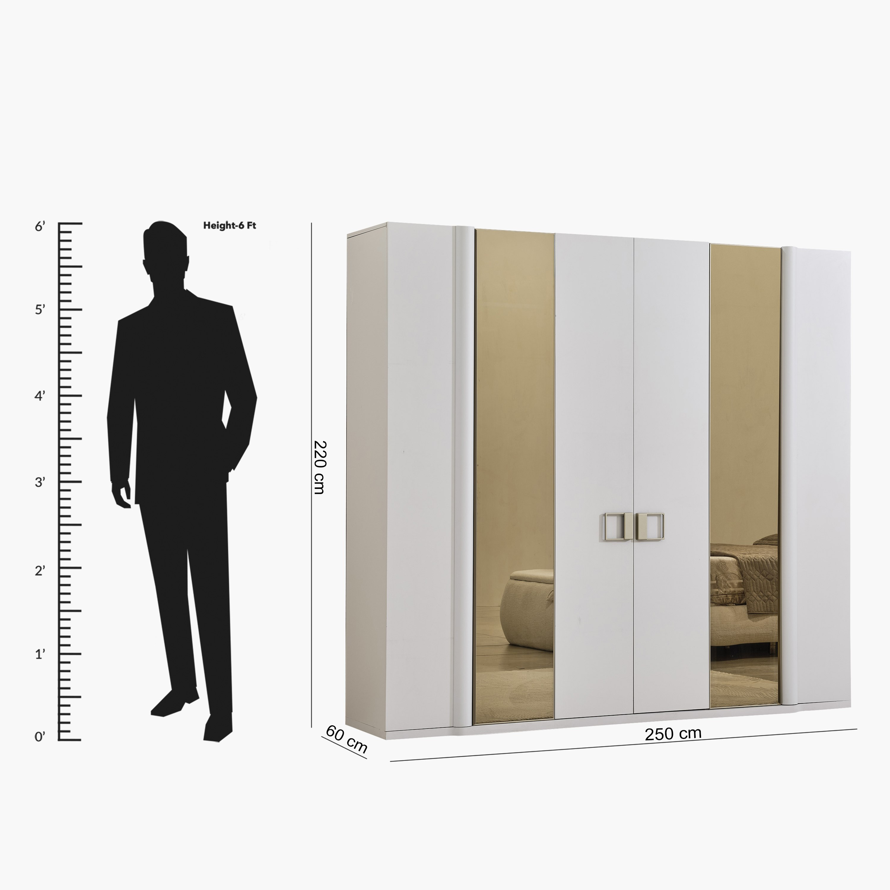 Startford 6-Door Wardrobe with 2 Reflective Mirrors-hbxfurniture-wardrobes-image-8