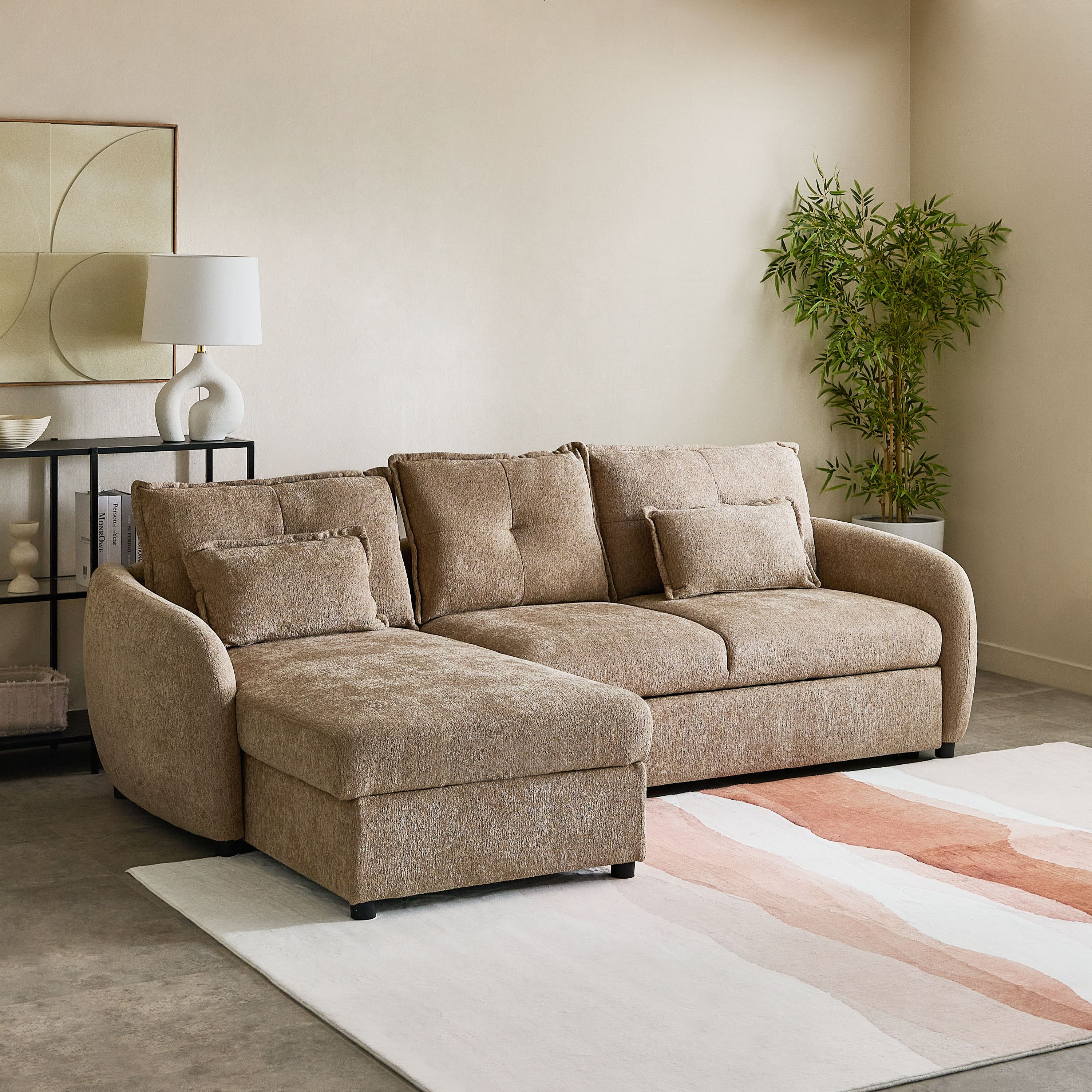 Olbia 3-Seater Fabric Left Corner Sofa Bed with Chaise Storage-hbxfurniture-sofasandarmchairs-sofabeds-image-1