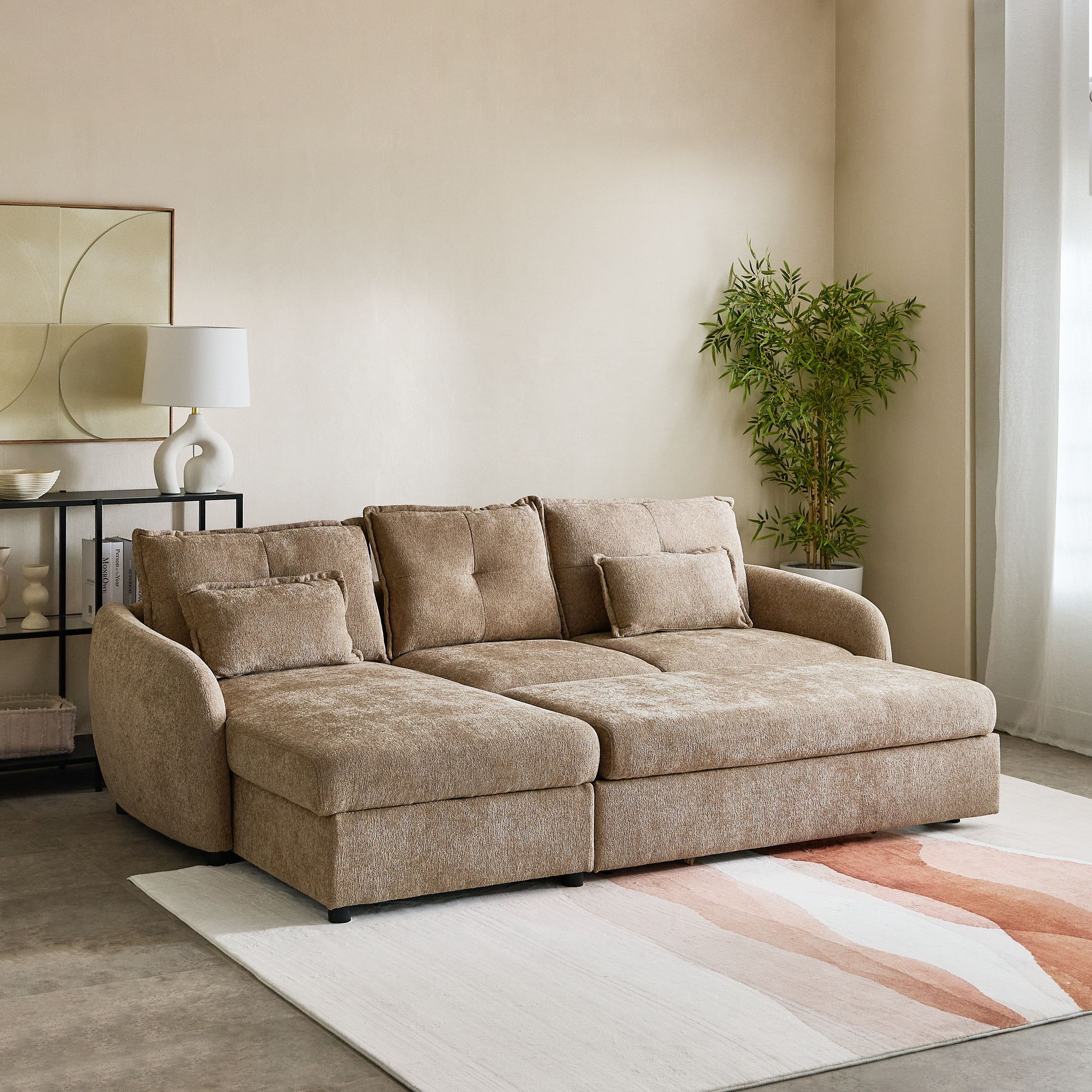Olbia 3-Seater Fabric Left Corner Sofa Bed with Chaise Storage-hbxfurniture-sofasandarmchairs-sofabeds-image-2