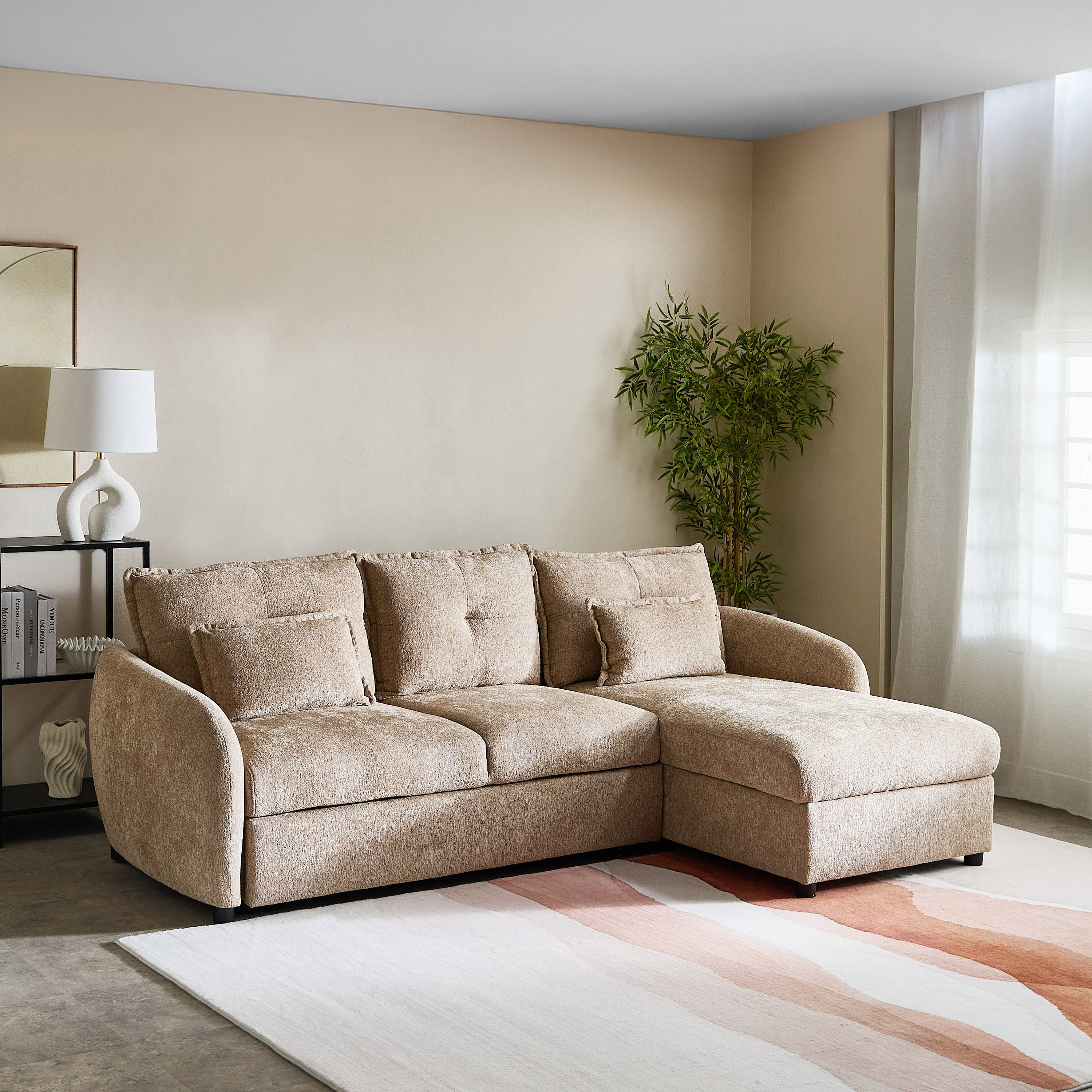 Olbia 3-Seater Fabric Right Corner Sofa Bed with Chaise-hbxfurniture-sofasandarmchairs-sofabeds-image-1
