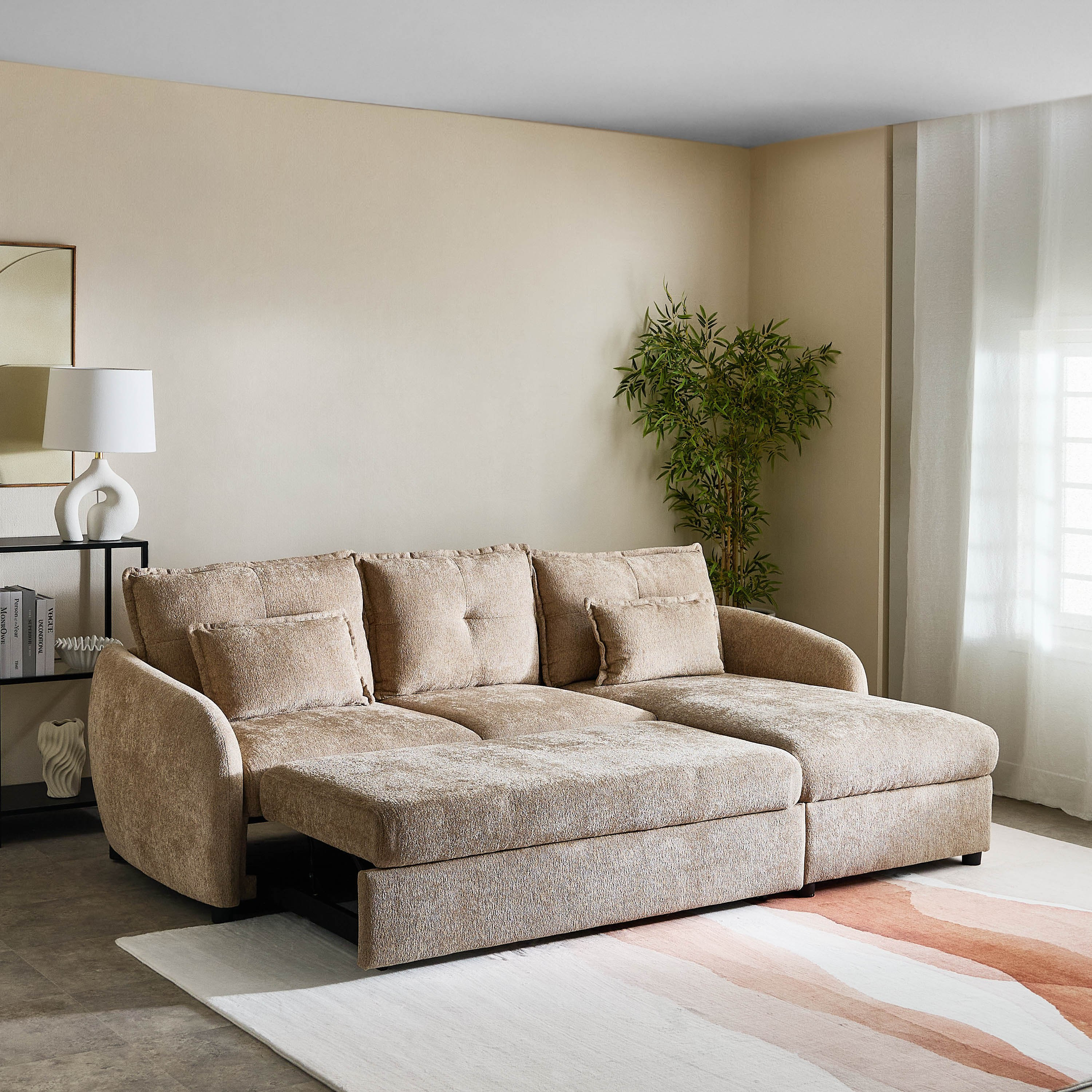 Olbia 3-Seater Fabric Right Corner Sofa Bed with Chaise-hbxfurniture-sofasandarmchairs-sofabeds-image-2