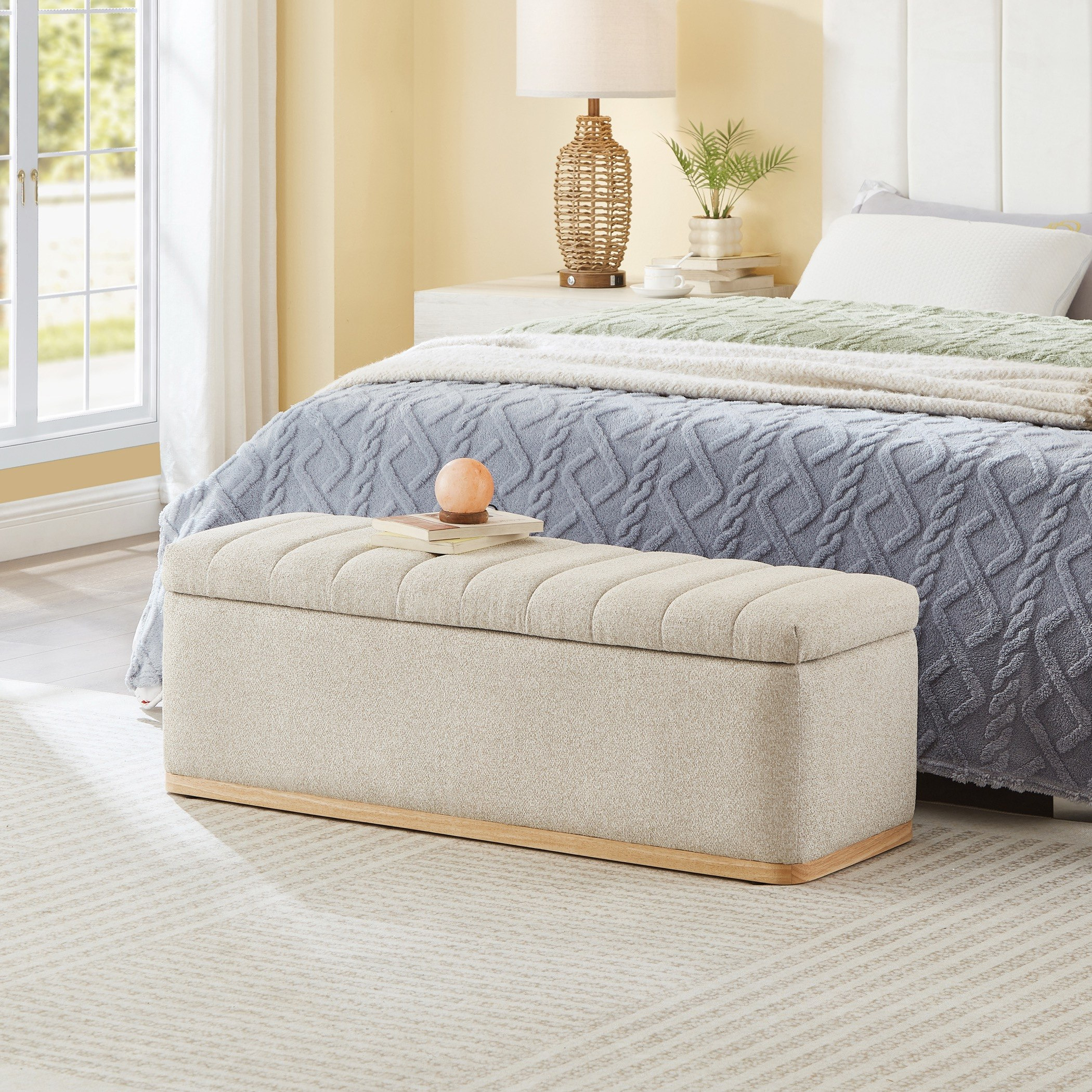 مقعد بنش قماش بمساحة تخزين من نورديكا-hbxfurniture-sofasandarmchairs-benches-image-1