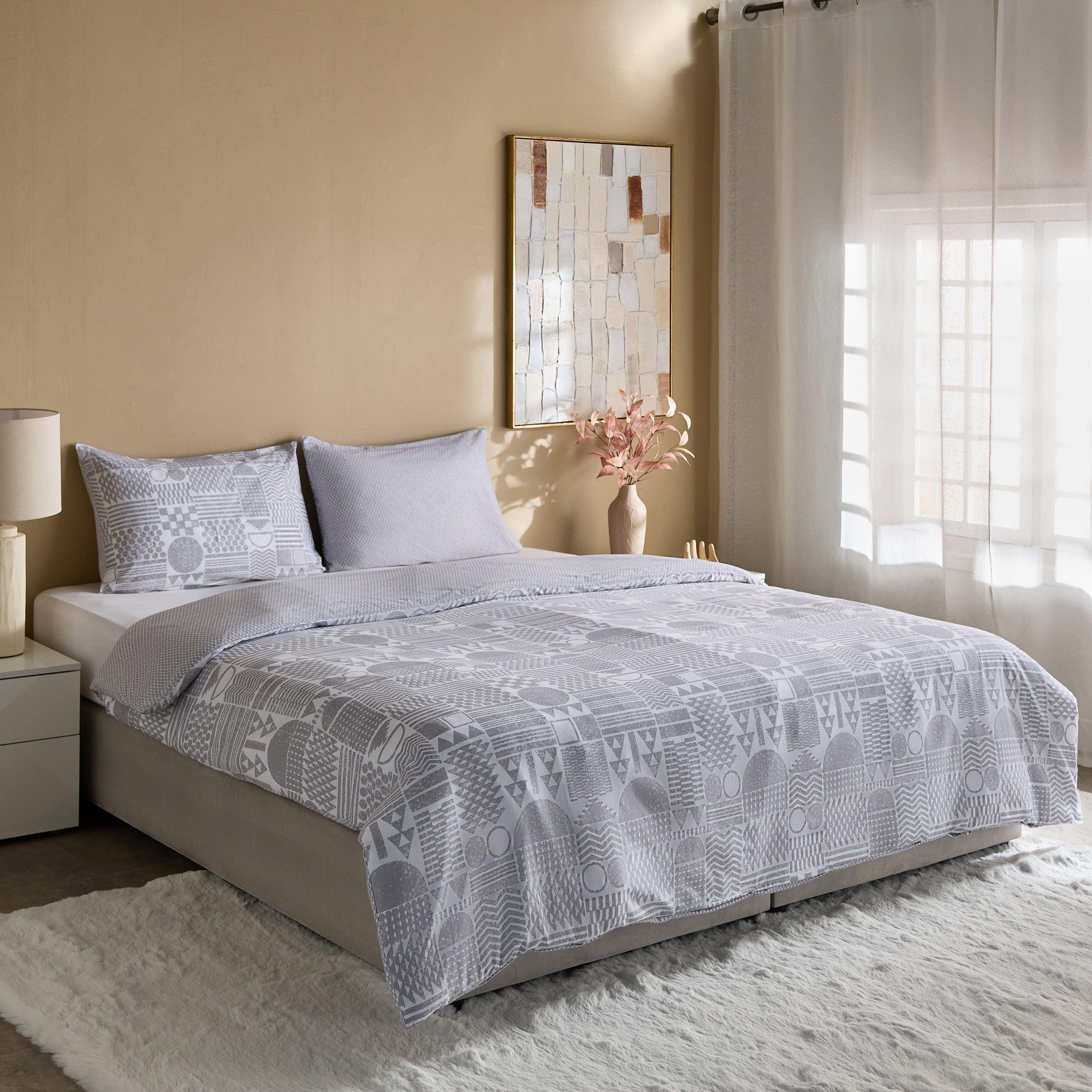 Albania Geotri 3-Piece Cotton Printed Queen King Duvet Cover Set - 220x220 cm-hbxhomeware-hbxbedroom-image-8