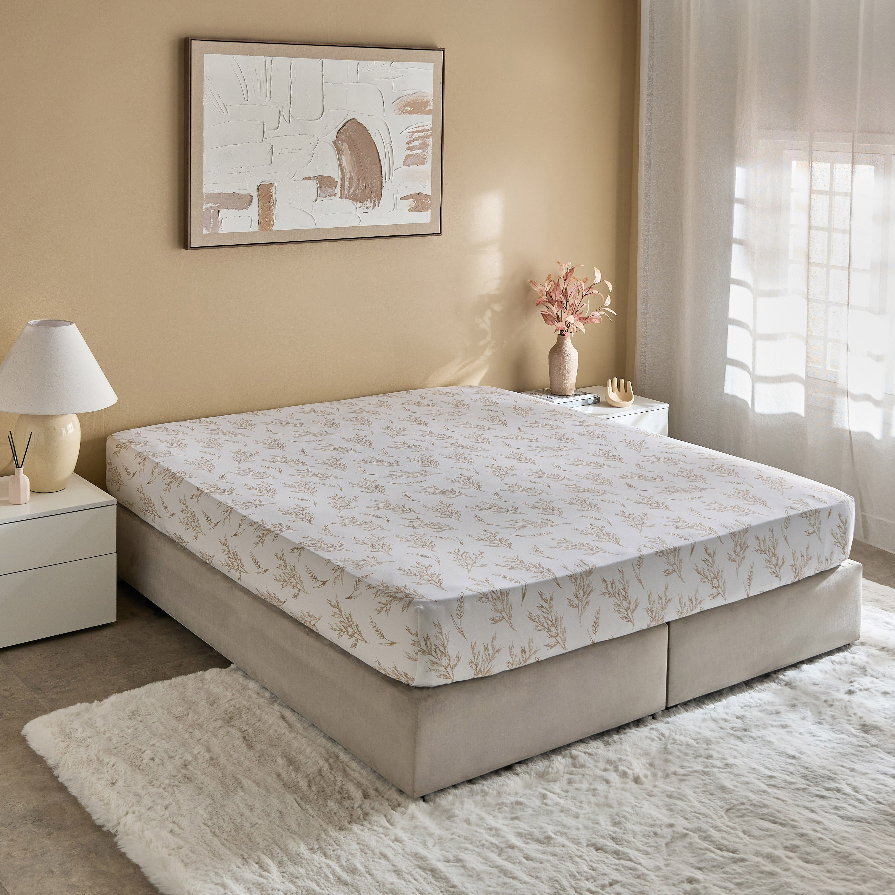 Albania Leafaura Cotton King Flat Sheet - 240x260 cm-hbxhomeware-hbxbedroom-image-2