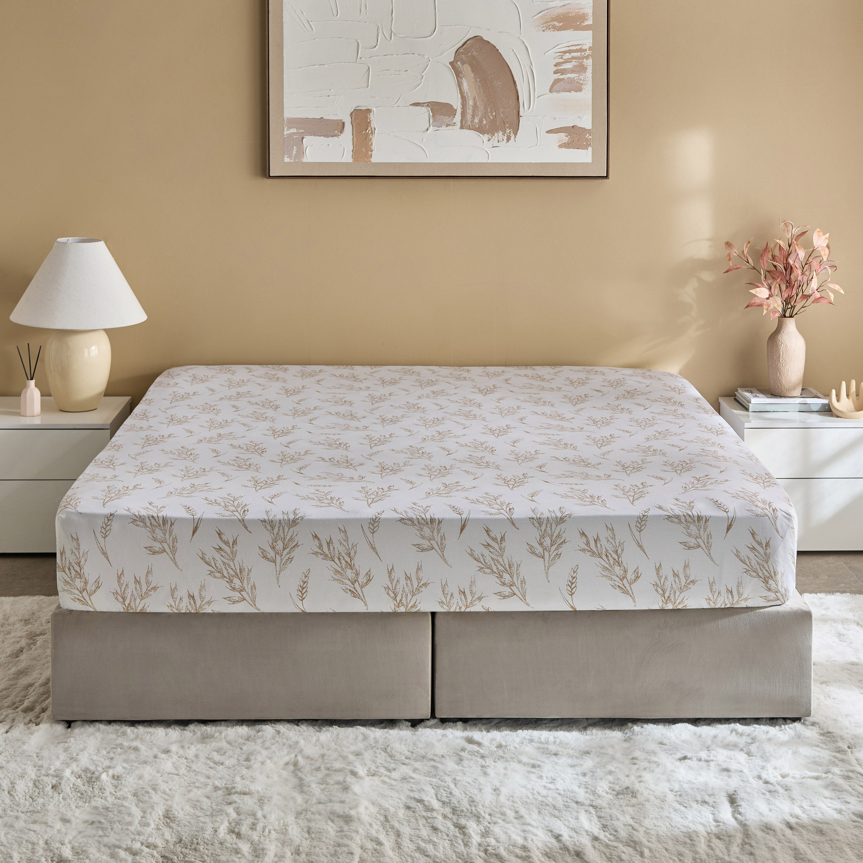 Albania Leafaura Cotton King Flat Sheet - 240x260 cm-hbxhomeware-hbxbedroom-image-3
