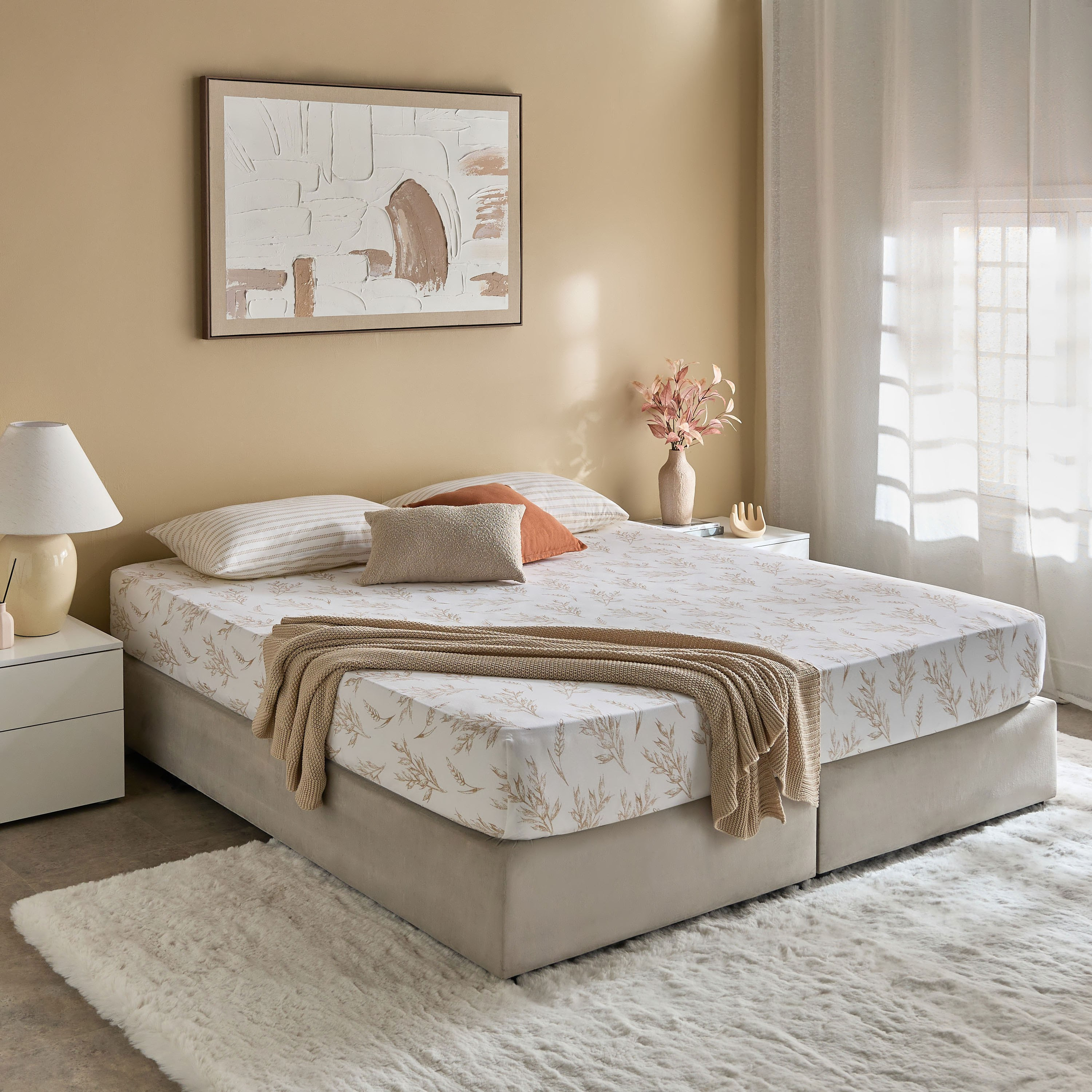 Albania Leafaura Cotton King Flat Sheet - 240x260 cm-hbxhomeware-hbxbedroom-image-6