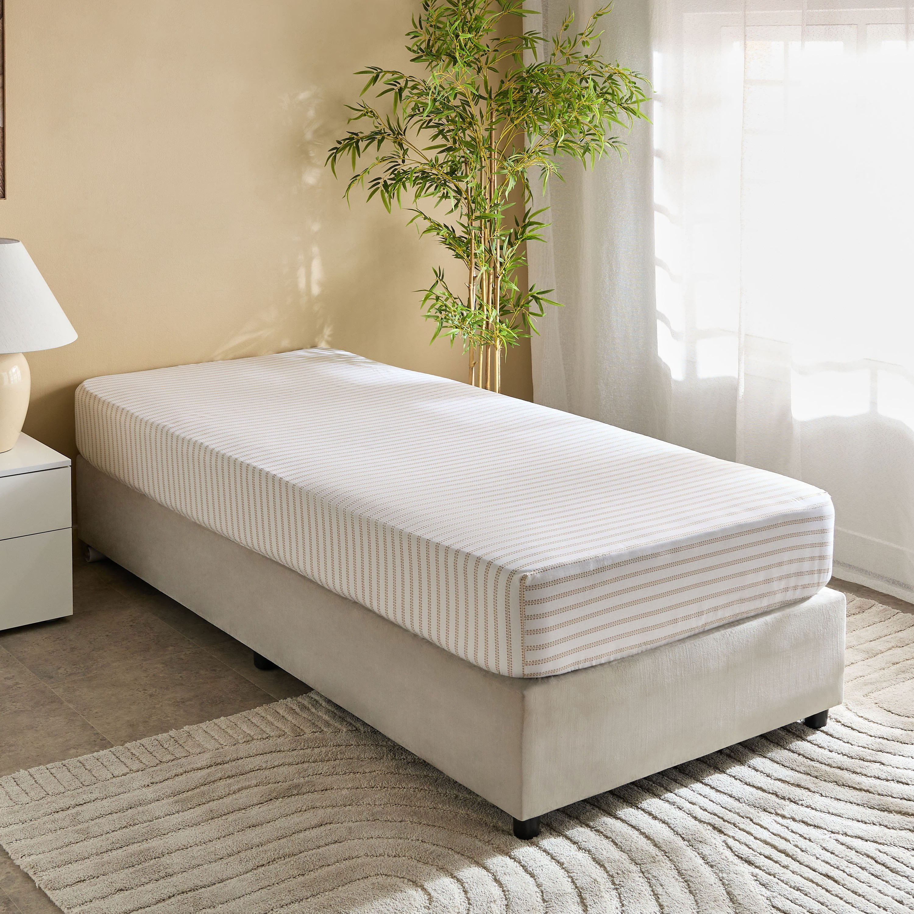 Albania Leafaura Cotton Single Fitted Sheet - 90x200+25 cm-hbxhomeware-bedding-fittedsheets-image-2