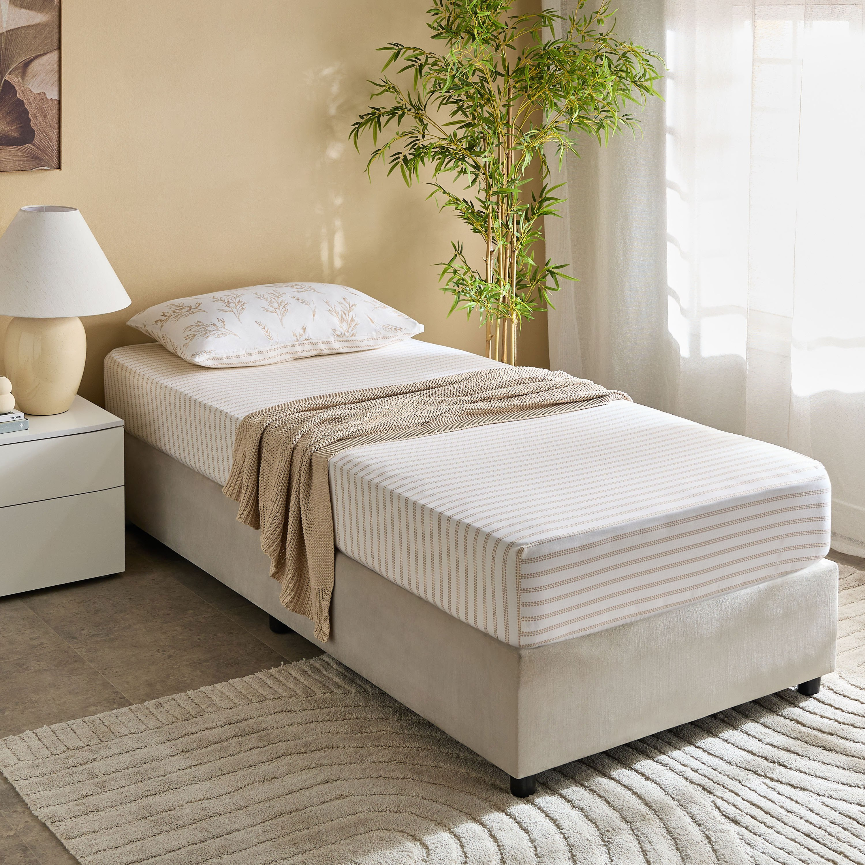 Albania Leafaura Cotton Single Fitted Sheet - 90x200+25 cm-hbxhomeware-bedding-fittedsheets-image-7