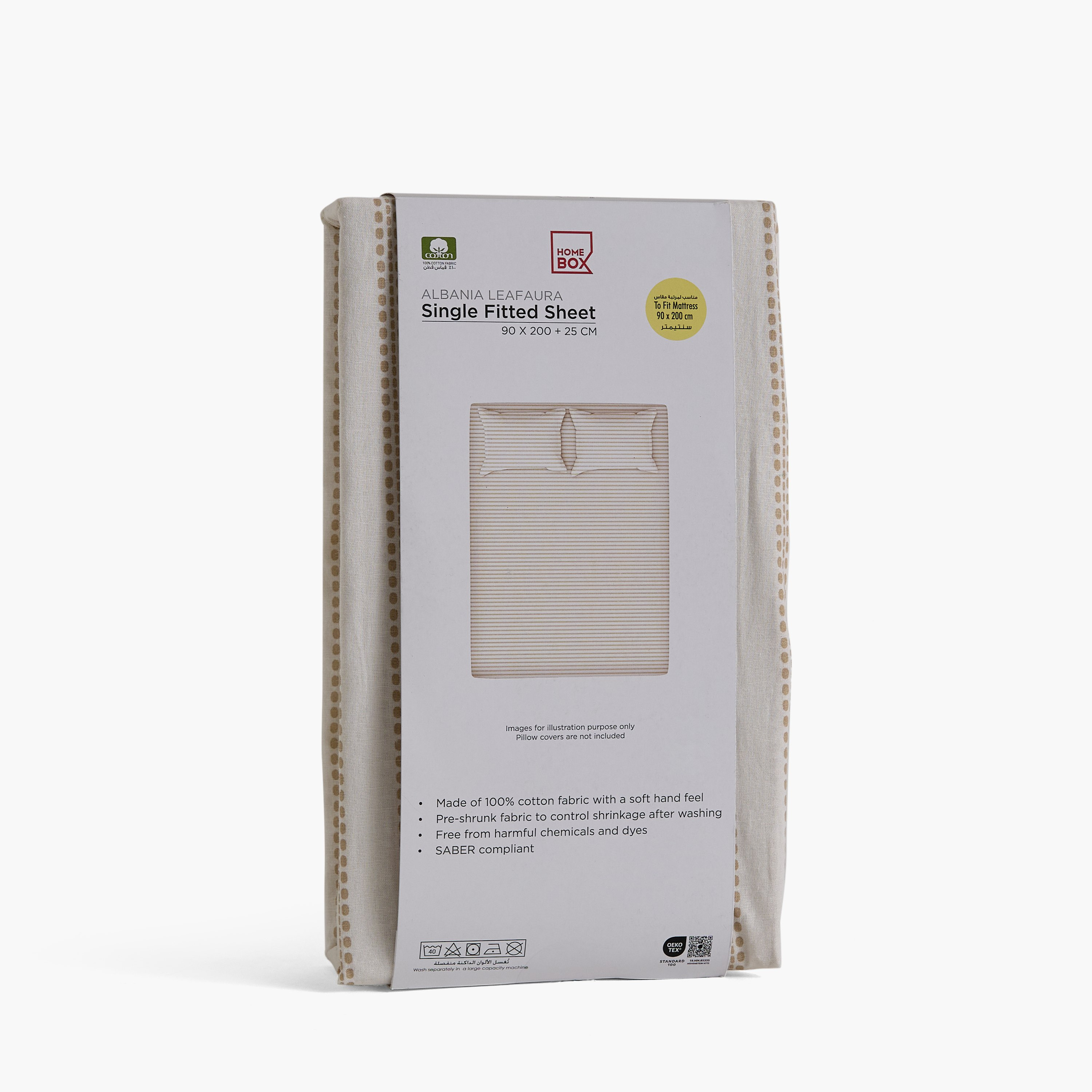 Albania Leafaura Cotton Single Fitted Sheet - 90x200+25 cm-hbxhomeware-bedding-fittedsheets-image-8