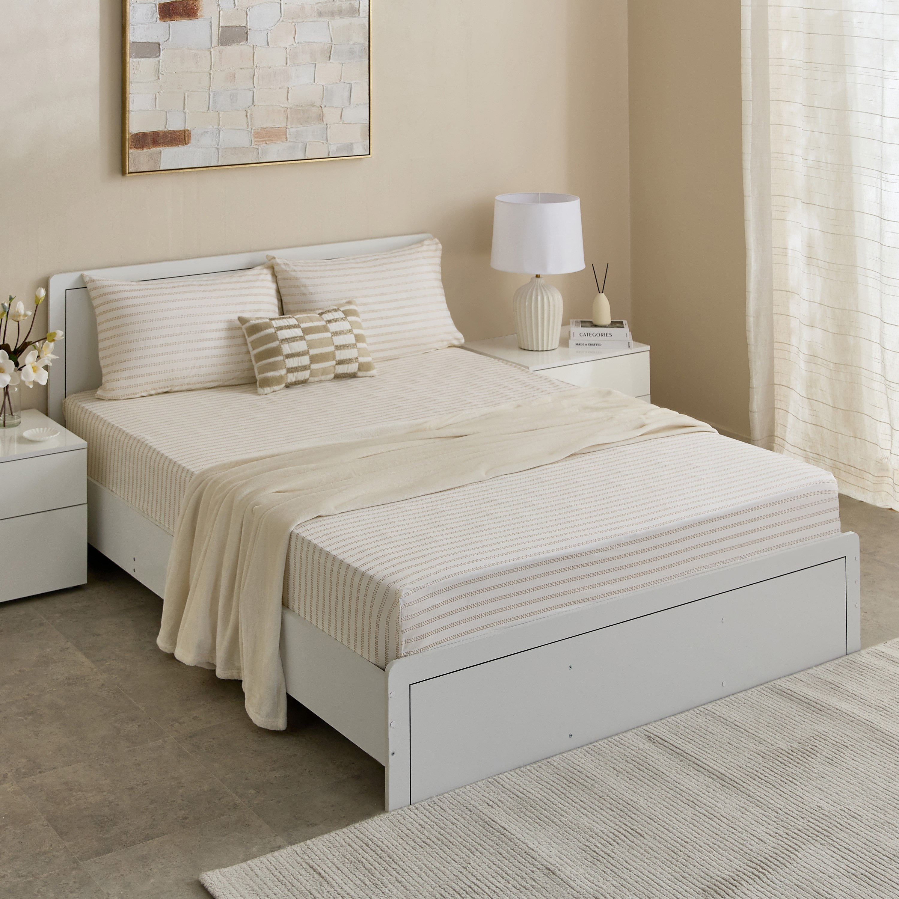 Albania Leafaura Cotton Olympic Queen Fitted Sheet - 160x200+25 cm-hbxhomeware-hbxbedroom-image-7