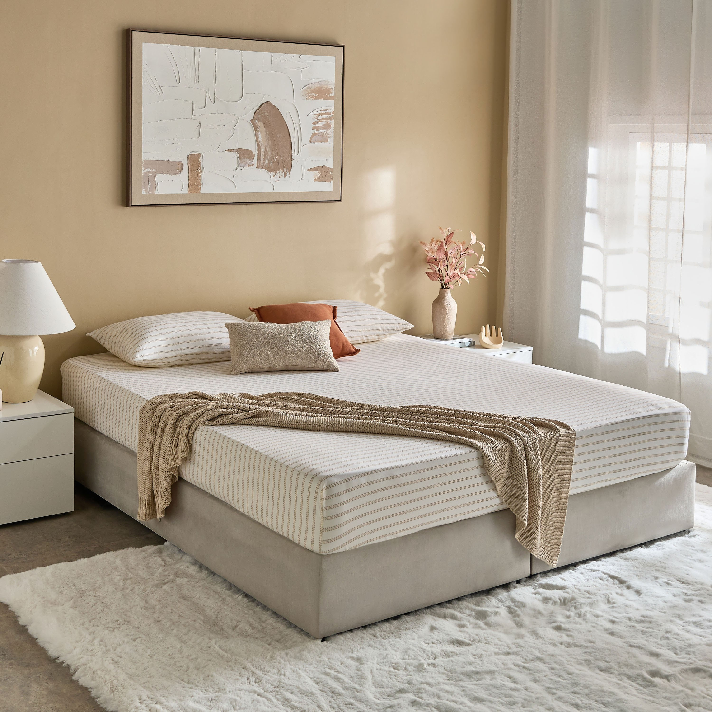 Albania Leafaura Cotton King Fitted Sheet - 180x200+25 cm-hbxhomeware-hbxbedroom-image-7