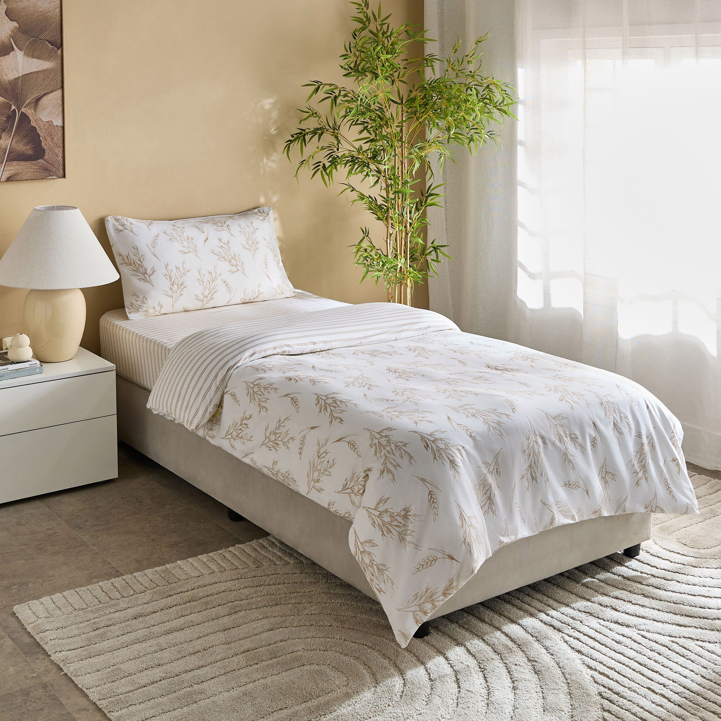 Albania Leafaura 2-Piece Cotton Printed Single Duvet Cover Set - 135x200 cm-hbxhomeware-hbxbedroom-image-8