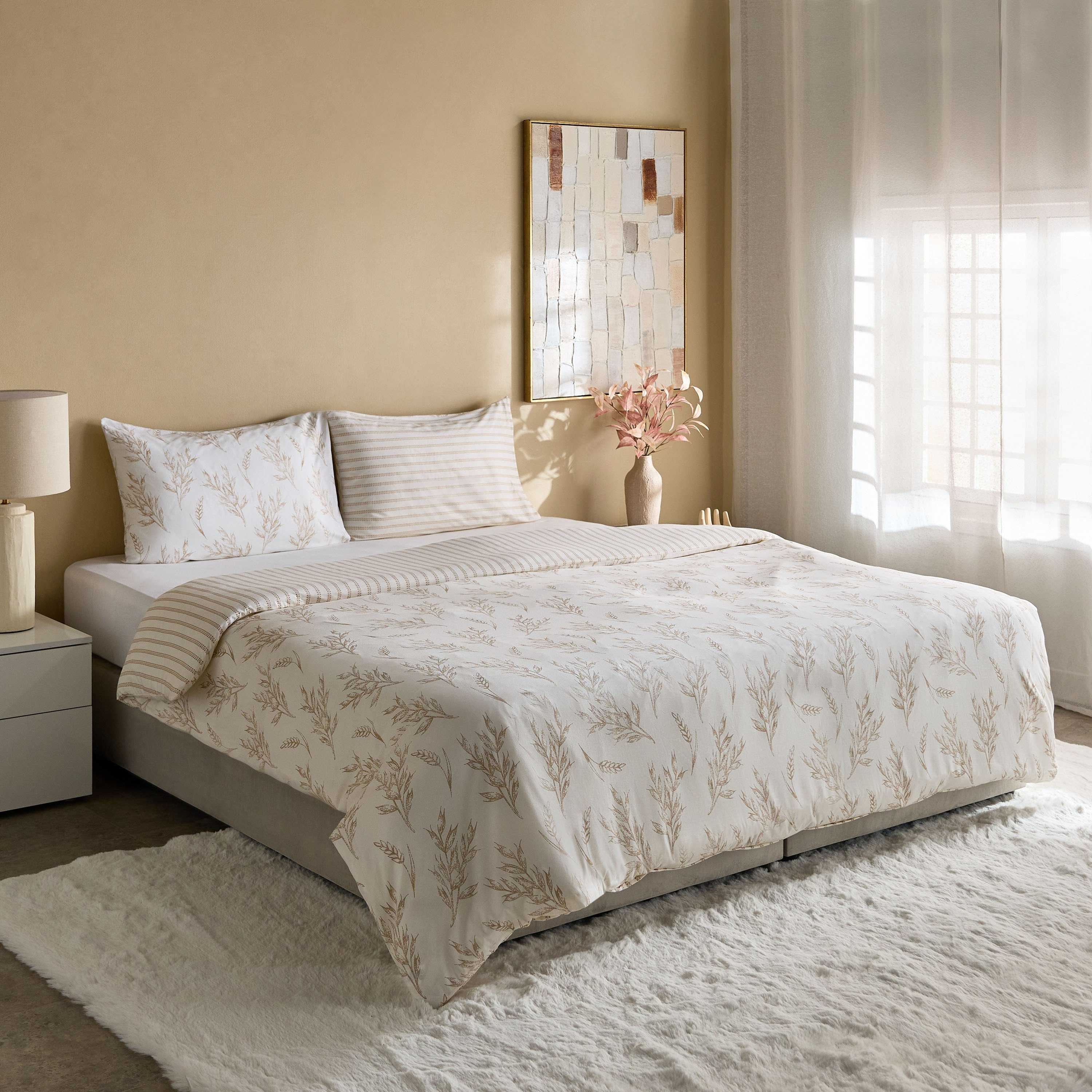 Albania Leafaura 3-Piece Cotton Printed Queen and King Duvet Cover Set - 220x220 cm-hbxhomeware-hbxbedroom-image-8