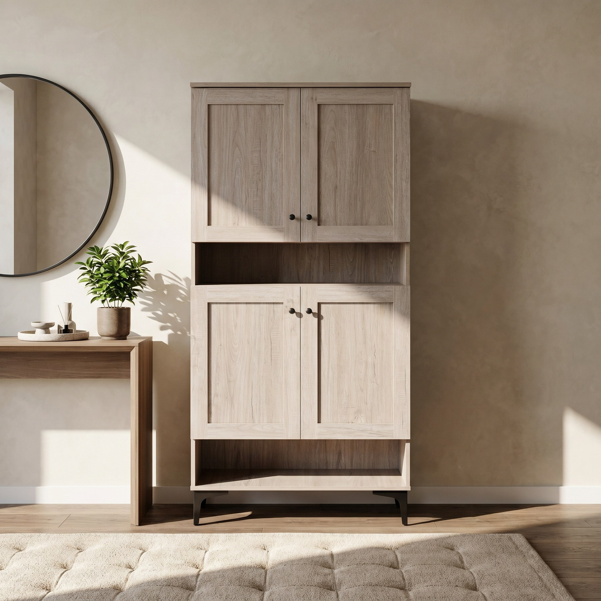 Eris 32-Pair Shoe Cabinet with Open Shelf and 4 Doors-hbxbedroom-shoecabinetsandracks-image-5