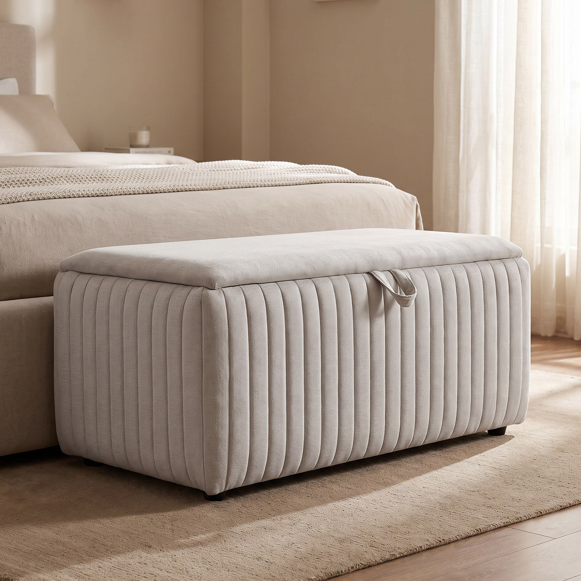 Hampton Upholstered Bed Bench with Storage - 100x50x48 cm-hbxfurniture-sofasandarmchairs-benches-image-1