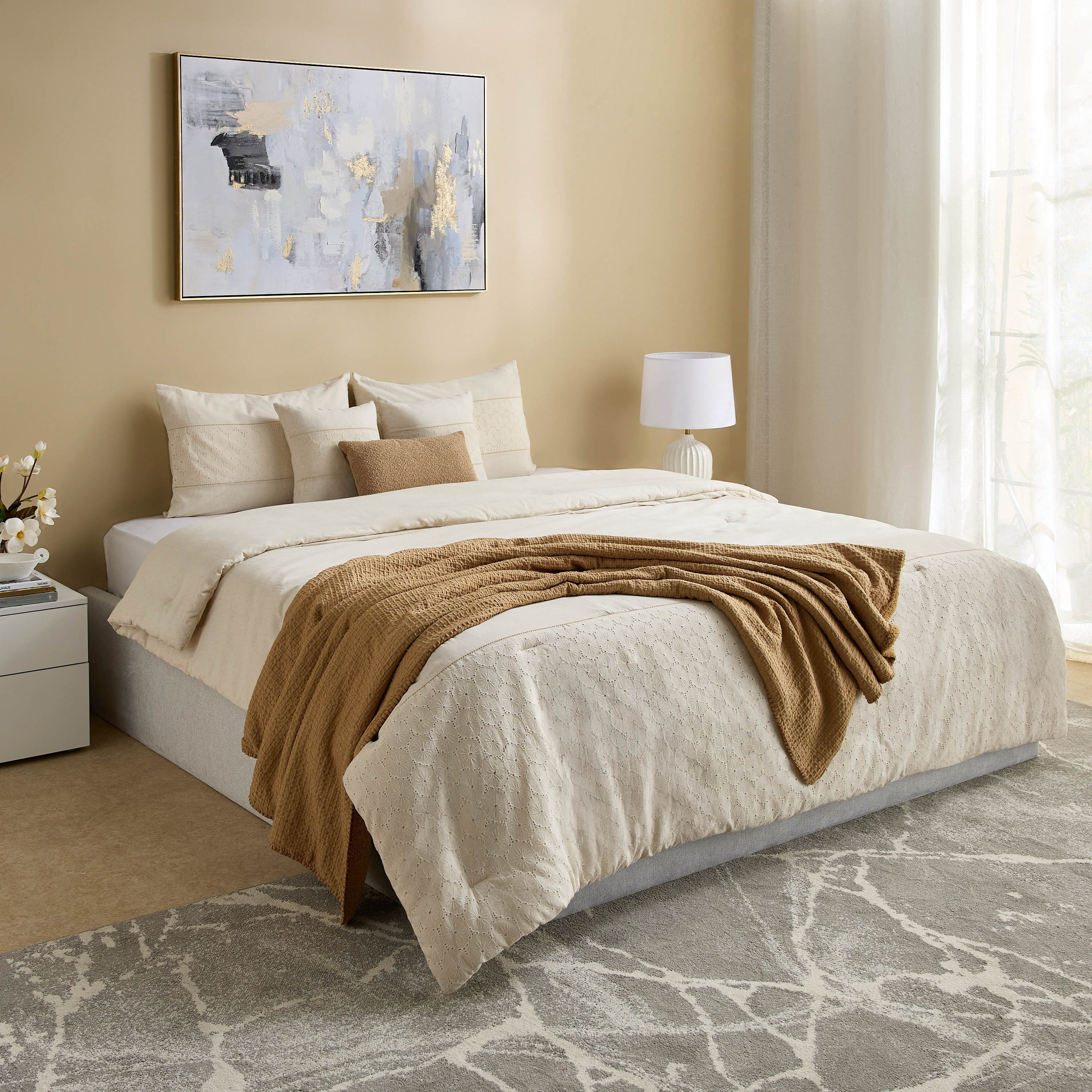 Weave Elegance Schiffli 5-Piece King Comforter Set - 220x240 cm-hbxhomeware-hbxbedroom-image-9