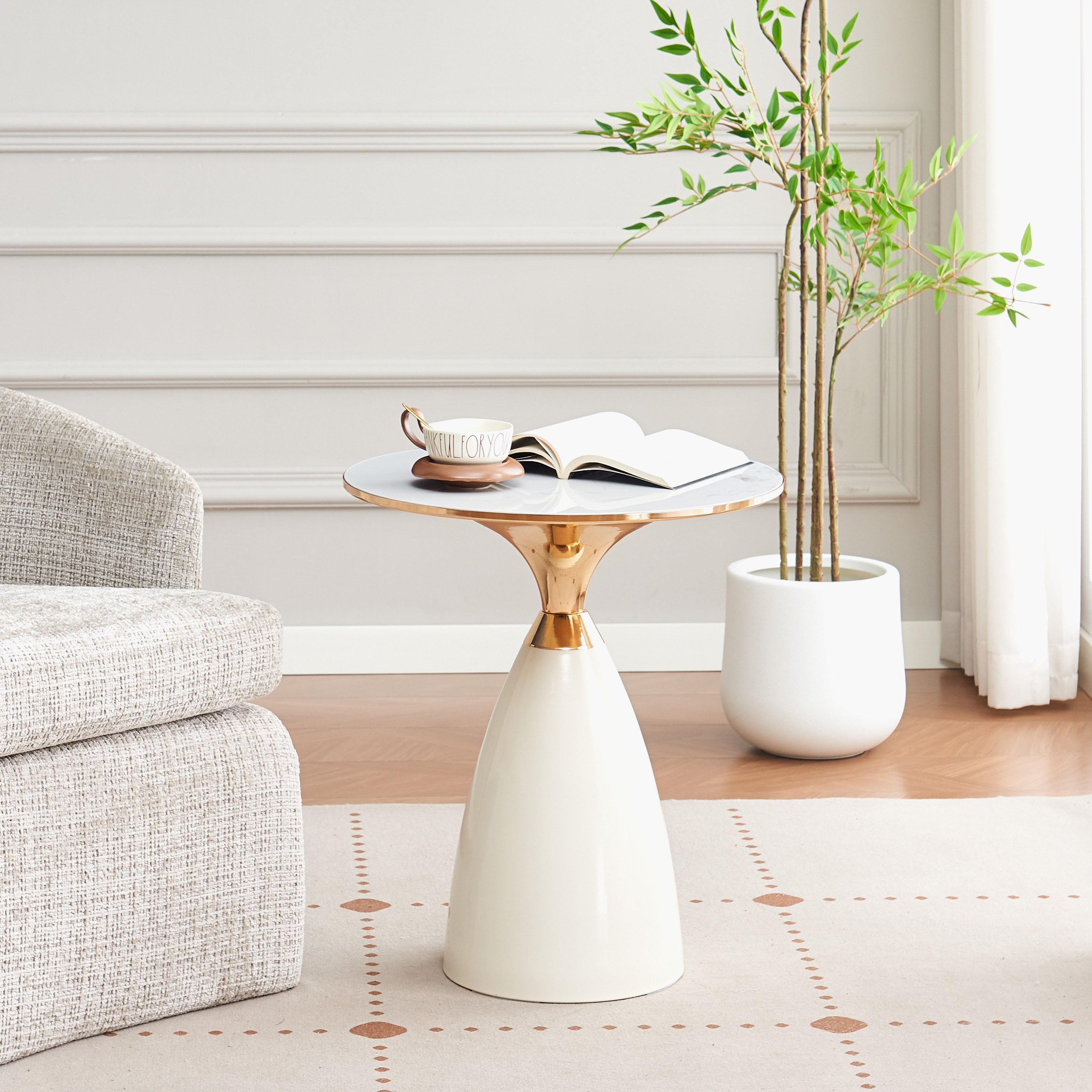 Movo Bayton Sintered Stone Top Round End Table-hbxfurniture-livingroom-endtables-image-1