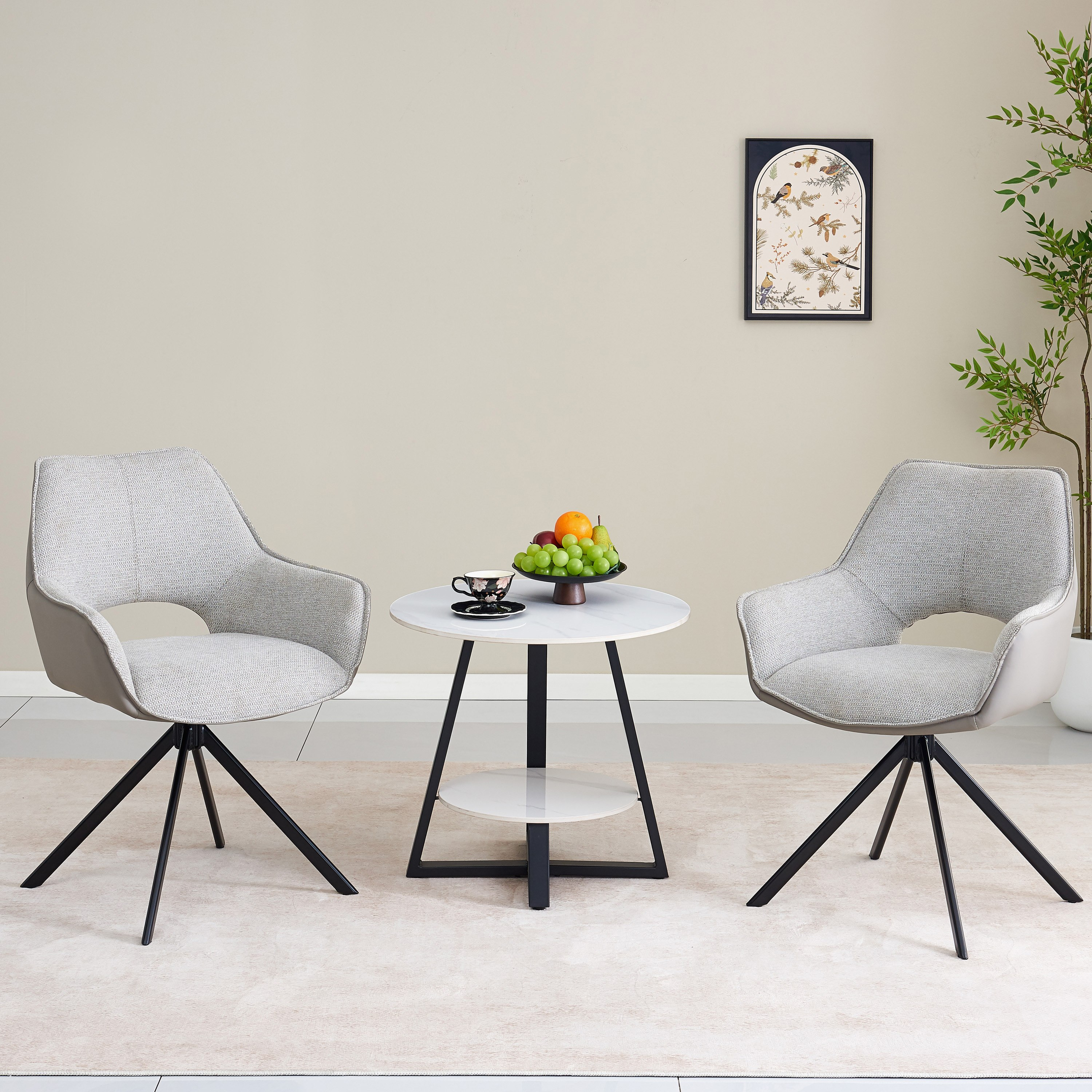 Movo Shelly 2-Seater Sintered Stone Tea Set-hbxfurniture-diningtablesandsets-diningsets-twoseater-image-1