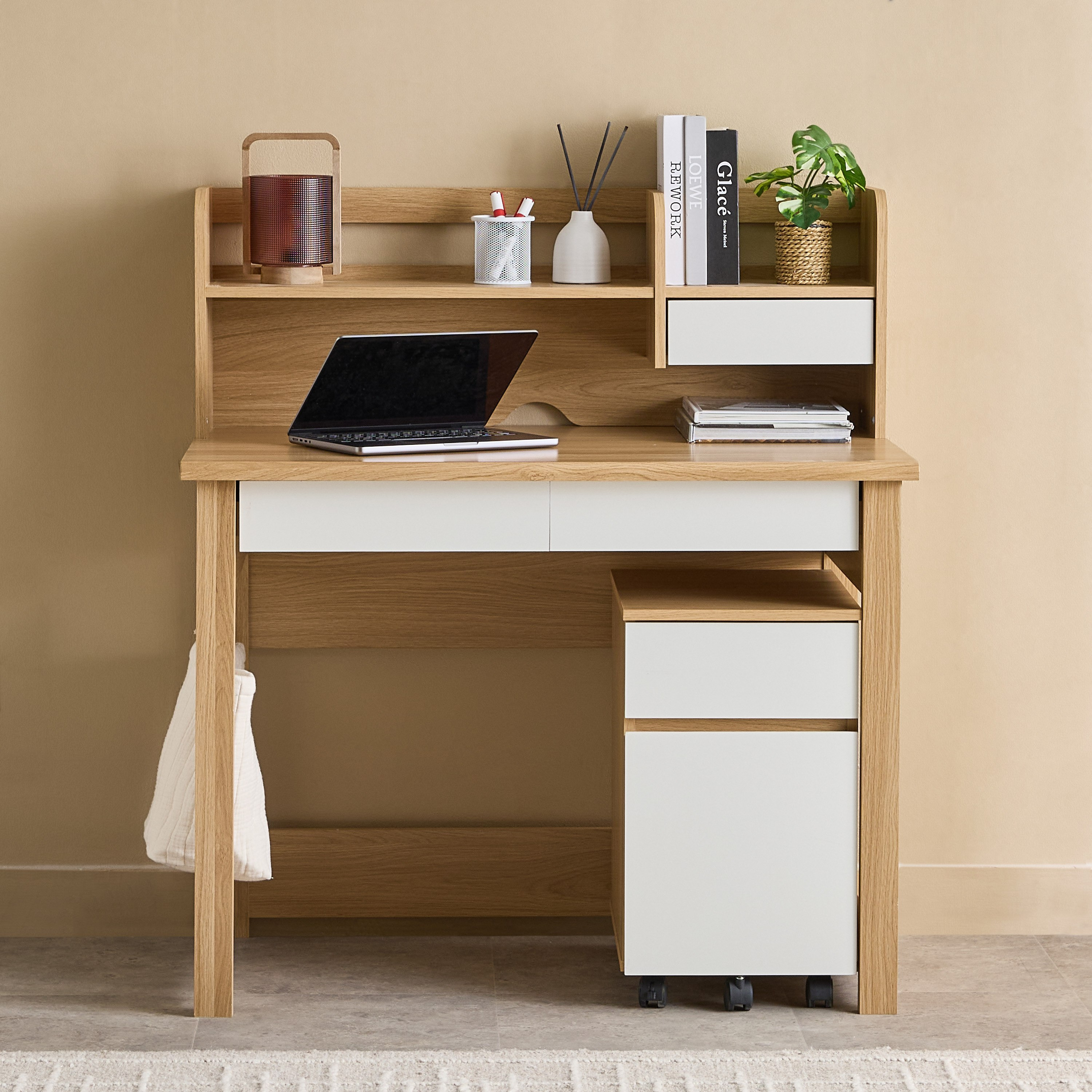 مكتب دراسة بدرجين مع وحدة تخزين وخزانة ملفات محمولة من باركر جود-hbxfurniture-office-desks-image-2