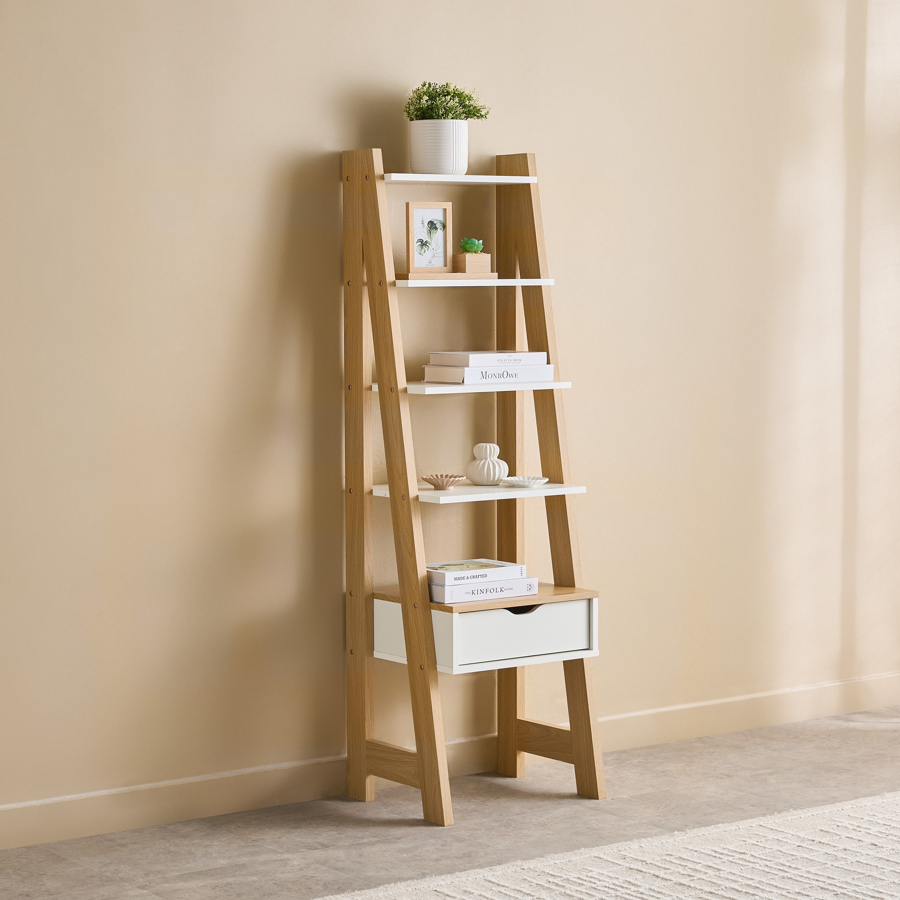 Parker Jude 4-Tier Bookcase Multipurpose Shelving Unit with Drawer-hbxfurniture-office-bookcases-image-1