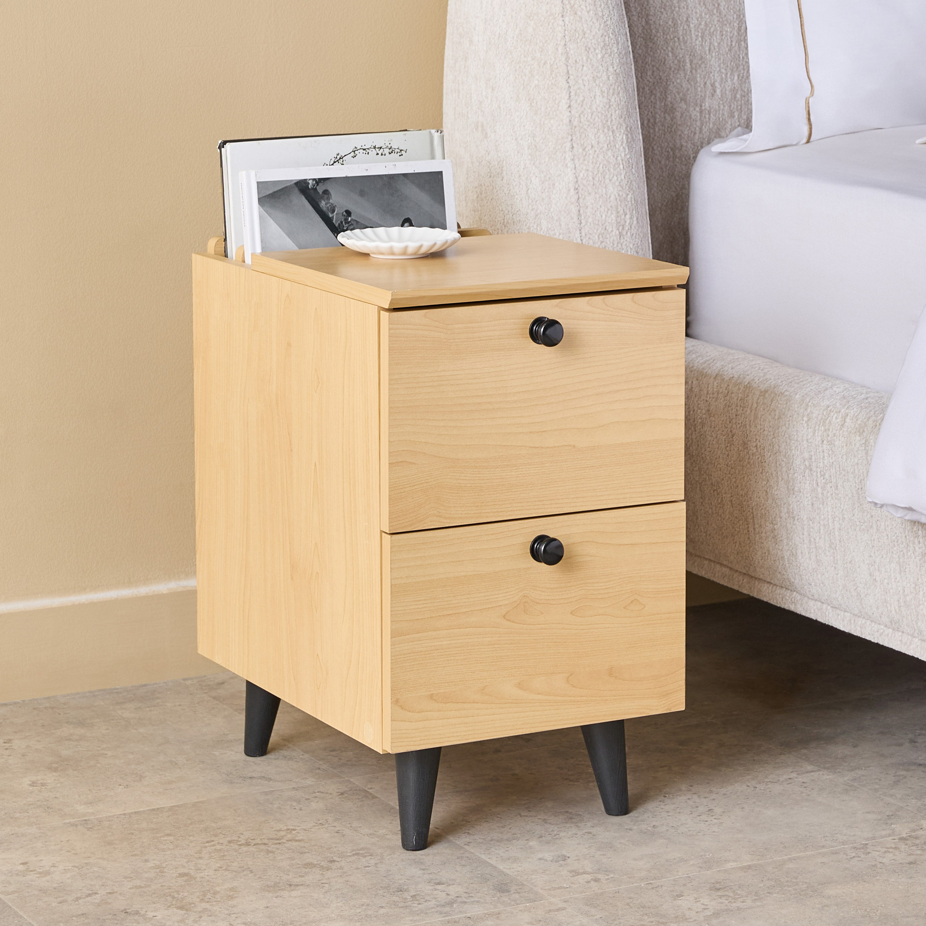 Compacto 1 Drawer 1 Door Night Stand with 2 Vertical Shelves-hbxfurniture-bedroom-nightstands-image-1