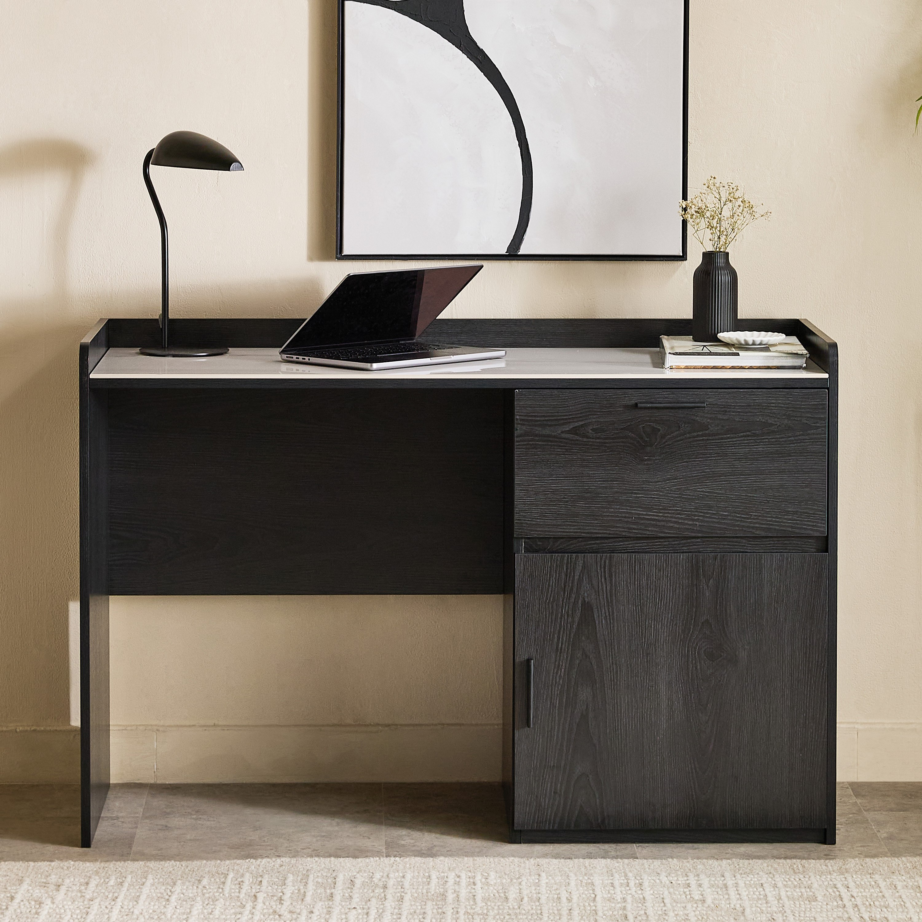 Marwell Sintered Stone 1 Door Study Desk with 1 Drawer-hbxfurniture-office-desks-image-2