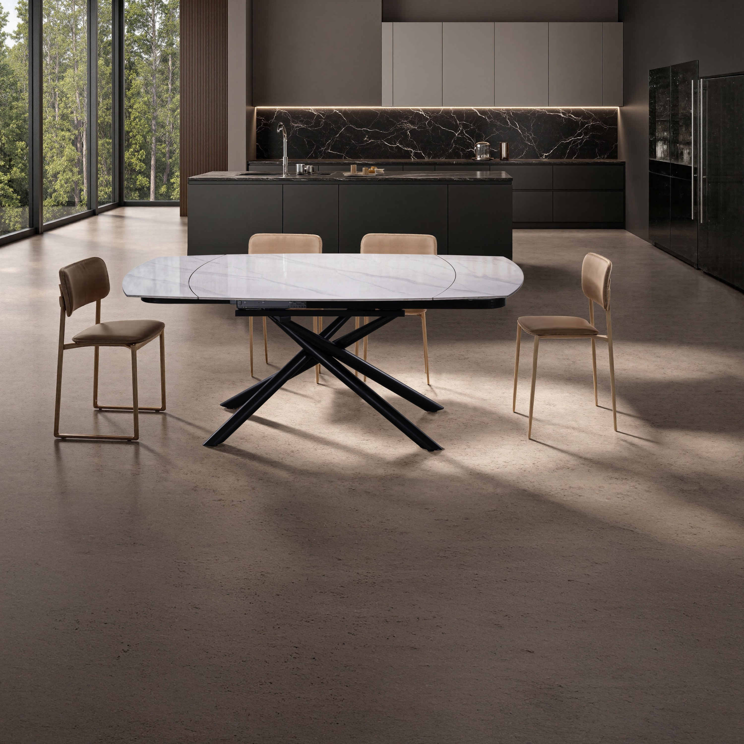 طاولة سفرة من الحجر الملبد لـ4-6 مقاعد قابلة للتمديد من ماندي-hbxdiningroom-diningtablesandsets-diningtables-sixseater-image-2