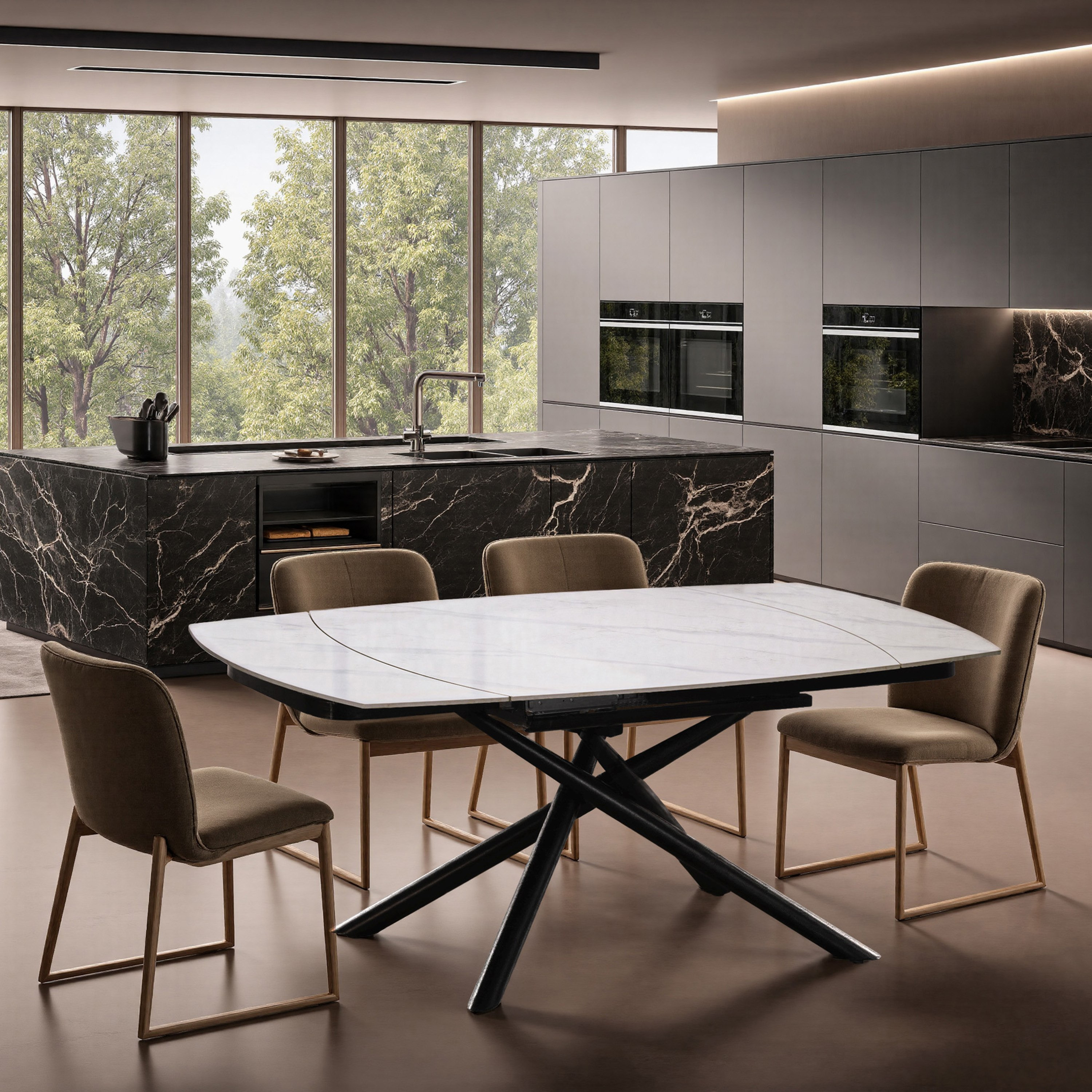 طاولة سفرة من الحجر الملبد لـ4-6 مقاعد قابلة للتمديد من ماندي-hbxdiningroom-diningtablesandsets-diningtables-sixseater-image-3