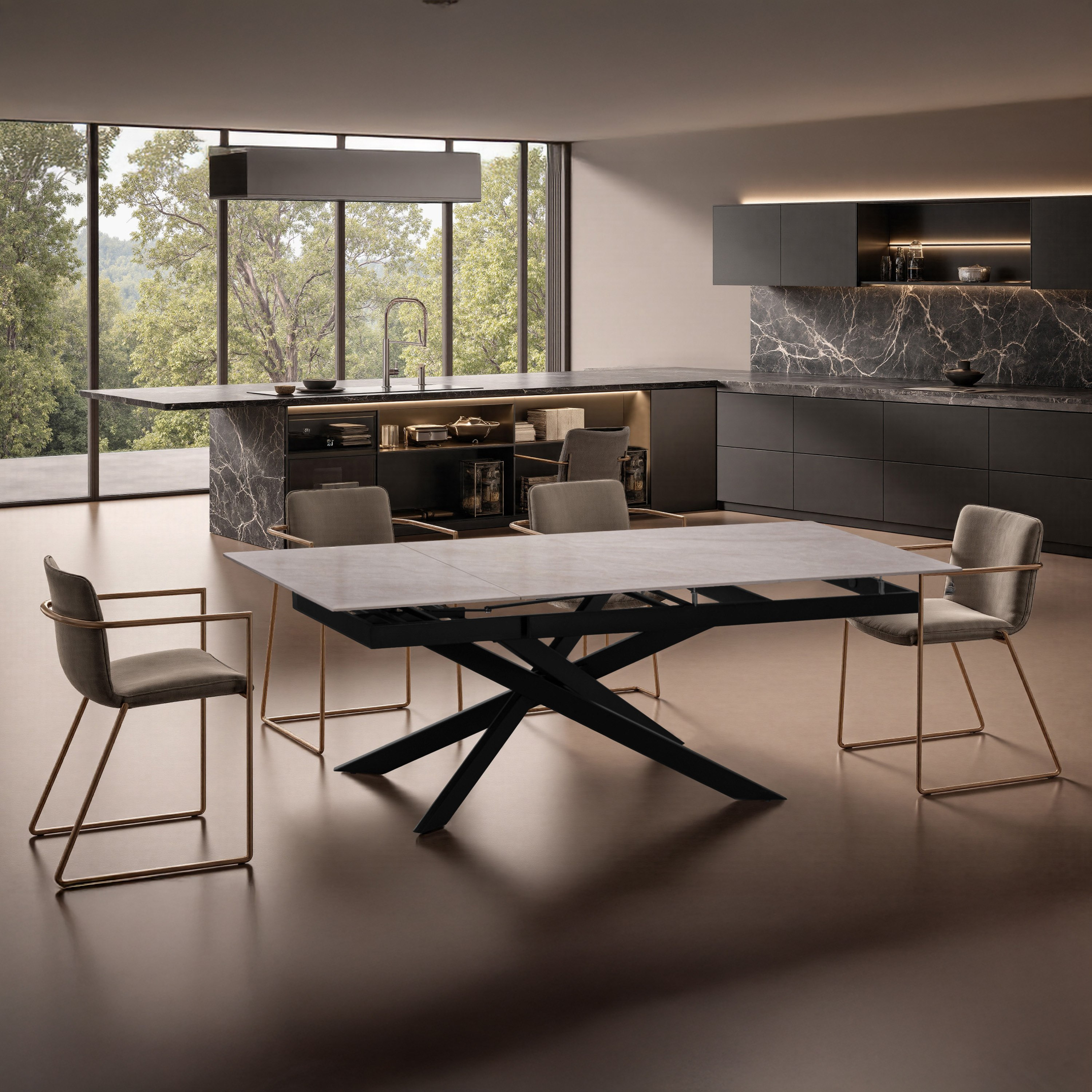 Octavia 6-8 Seater Sintered Stone Top Extendable Dining Table-hbxdiningroom-diningtablesandsets-diningtables-sixseater-image-2