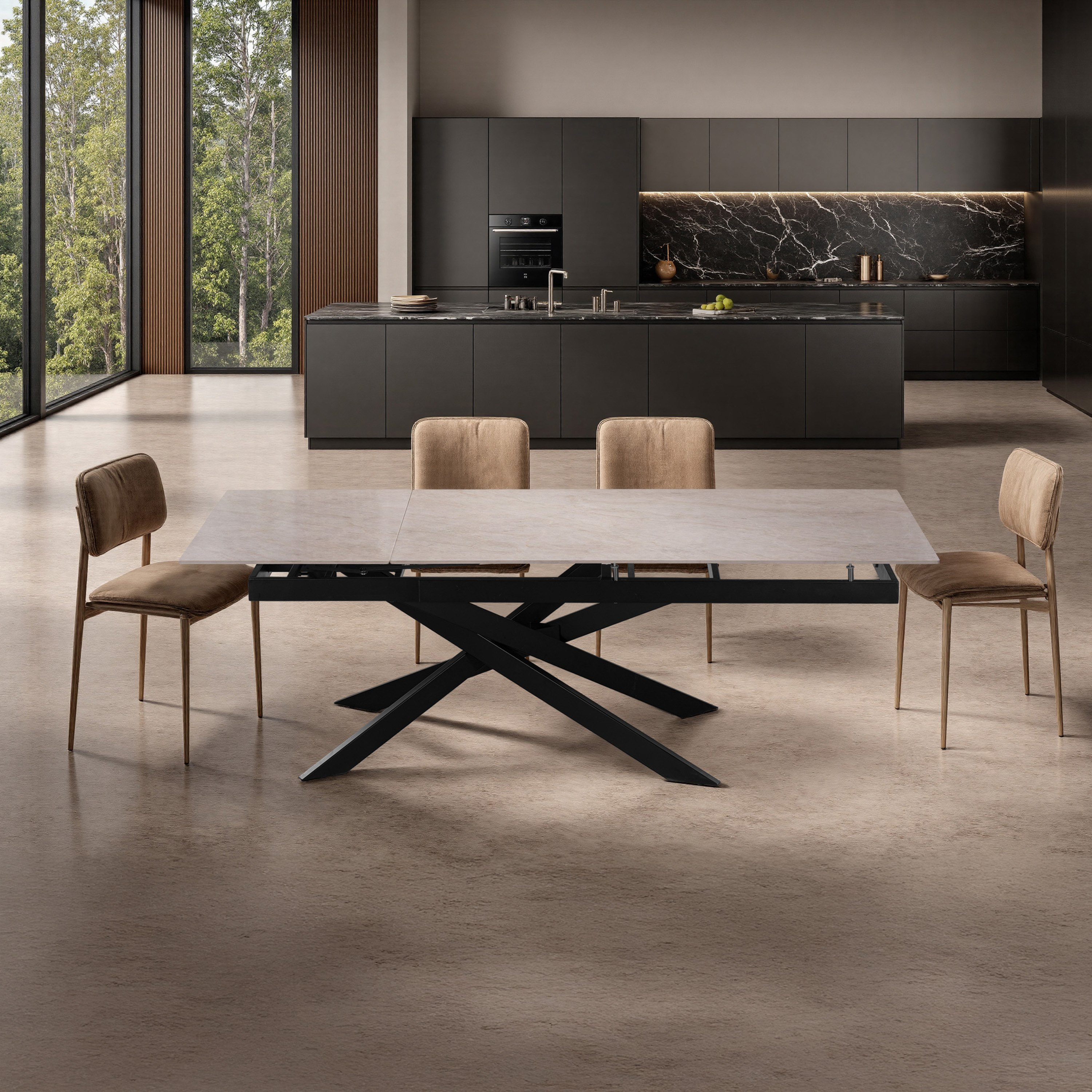 Octavia 6-8 Seater Sintered Stone Top Extendable Dining Table-hbxdiningroom-diningtablesandsets-diningtables-sixseater-image-3