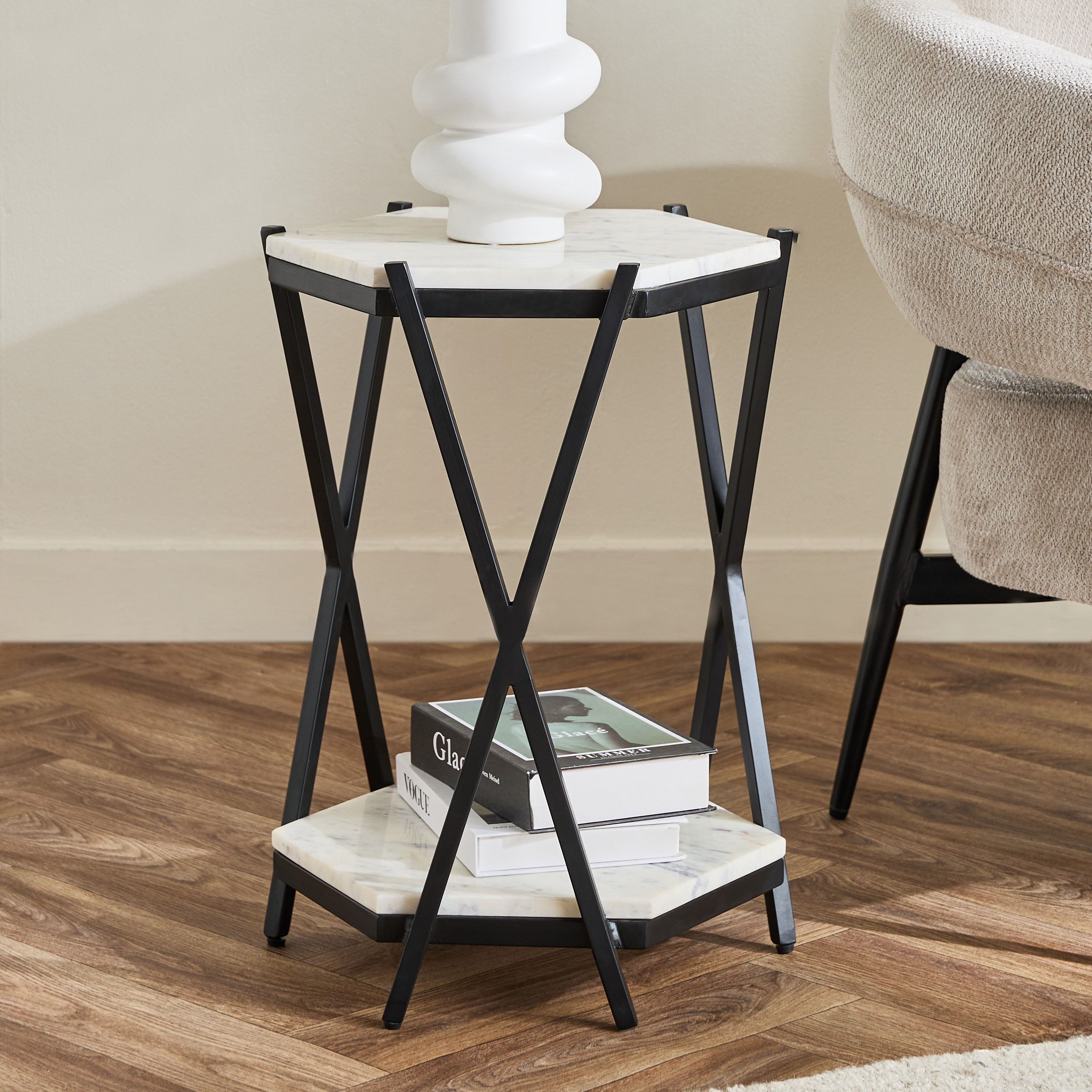 Cavon Versa Genuine Marble Top Octagon End Table-hbxfurniture-livingroom-endtables-image-1