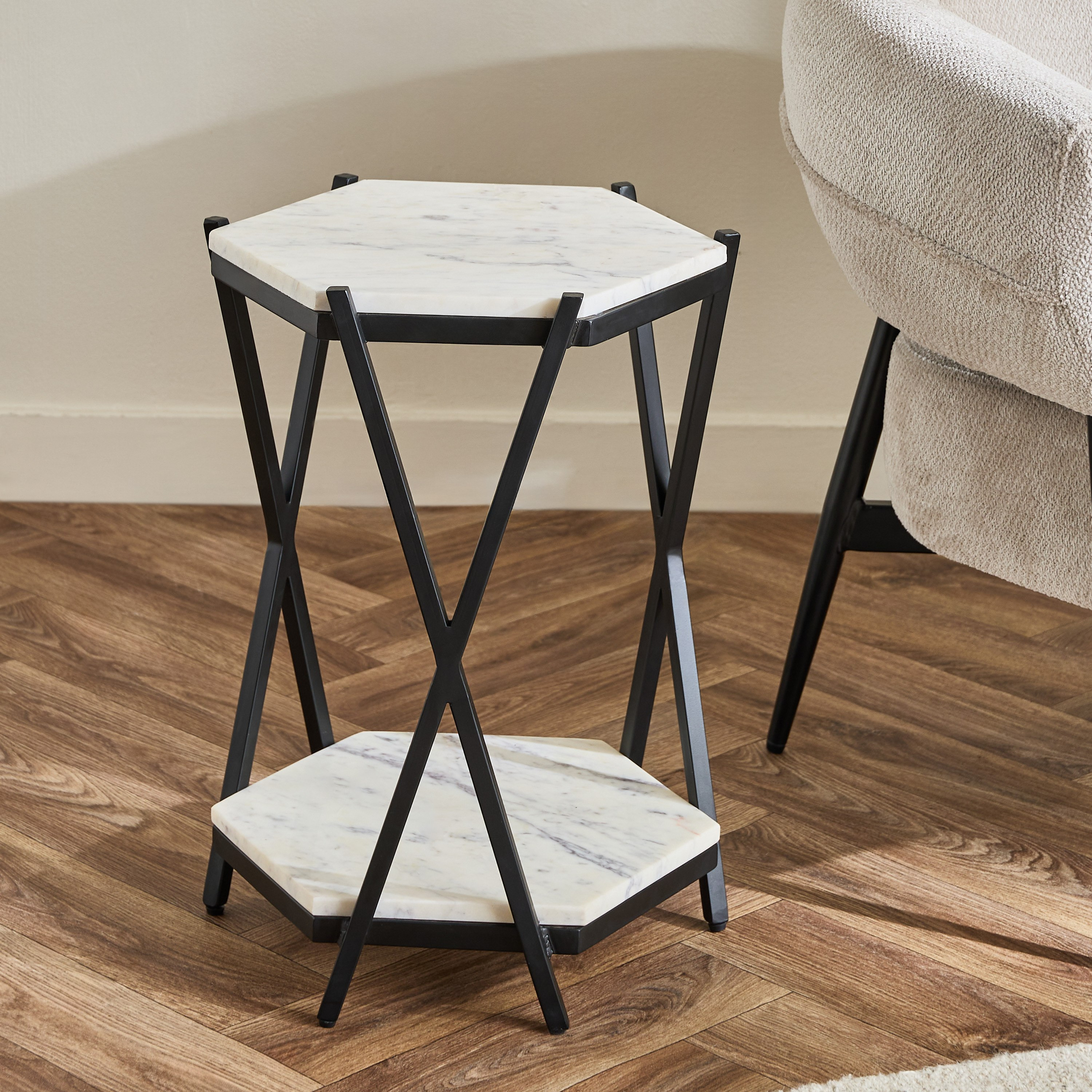 Cavon Versa Genuine Marble Top Octagon End Table-hbxfurniture-livingroom-endtables-image-2