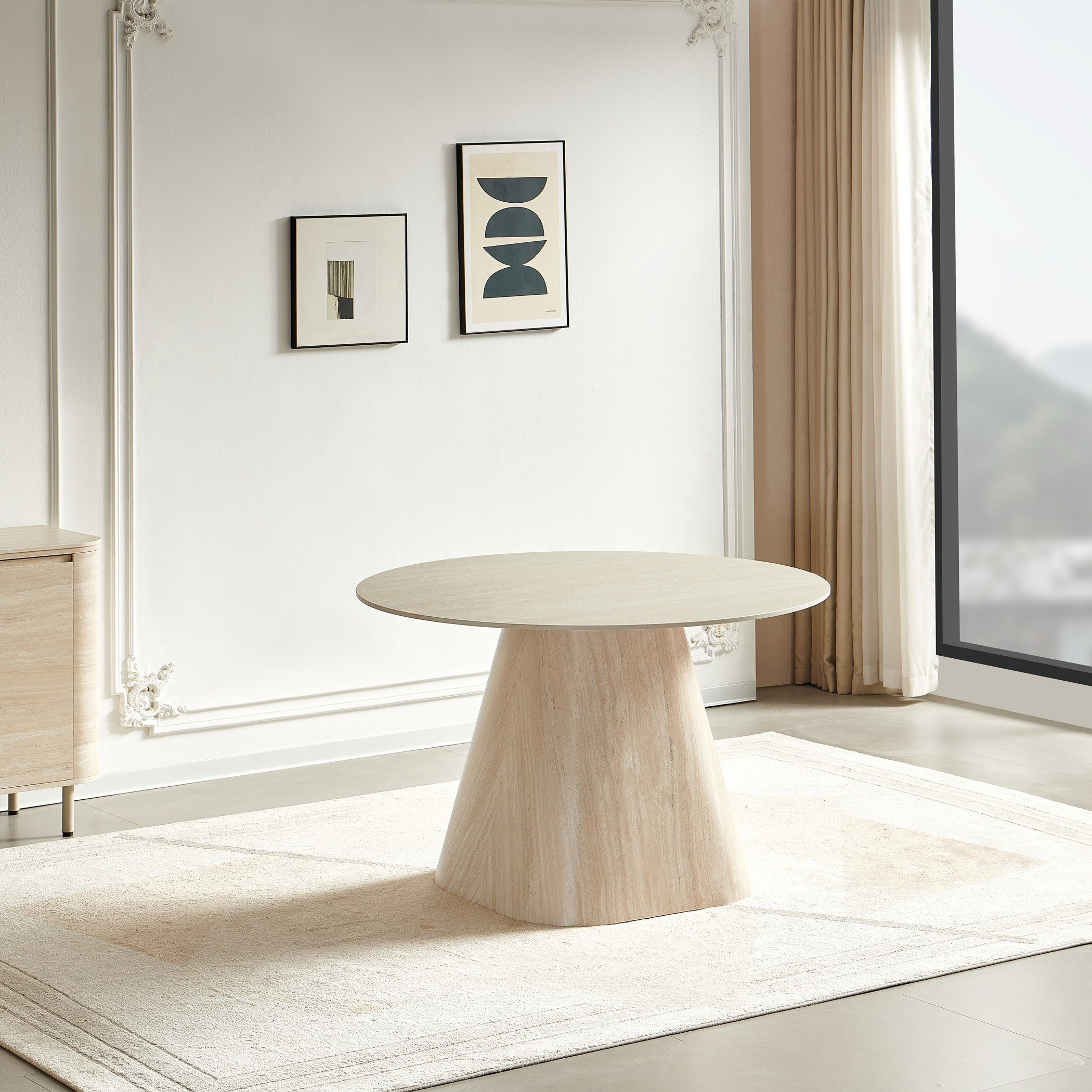 طاولة طعام مستديرة من الحجر الملبد 4 مقاعد من أستونيا-hbxfurniture-diningtablesandsets-diningtables-fourseater-image-1
