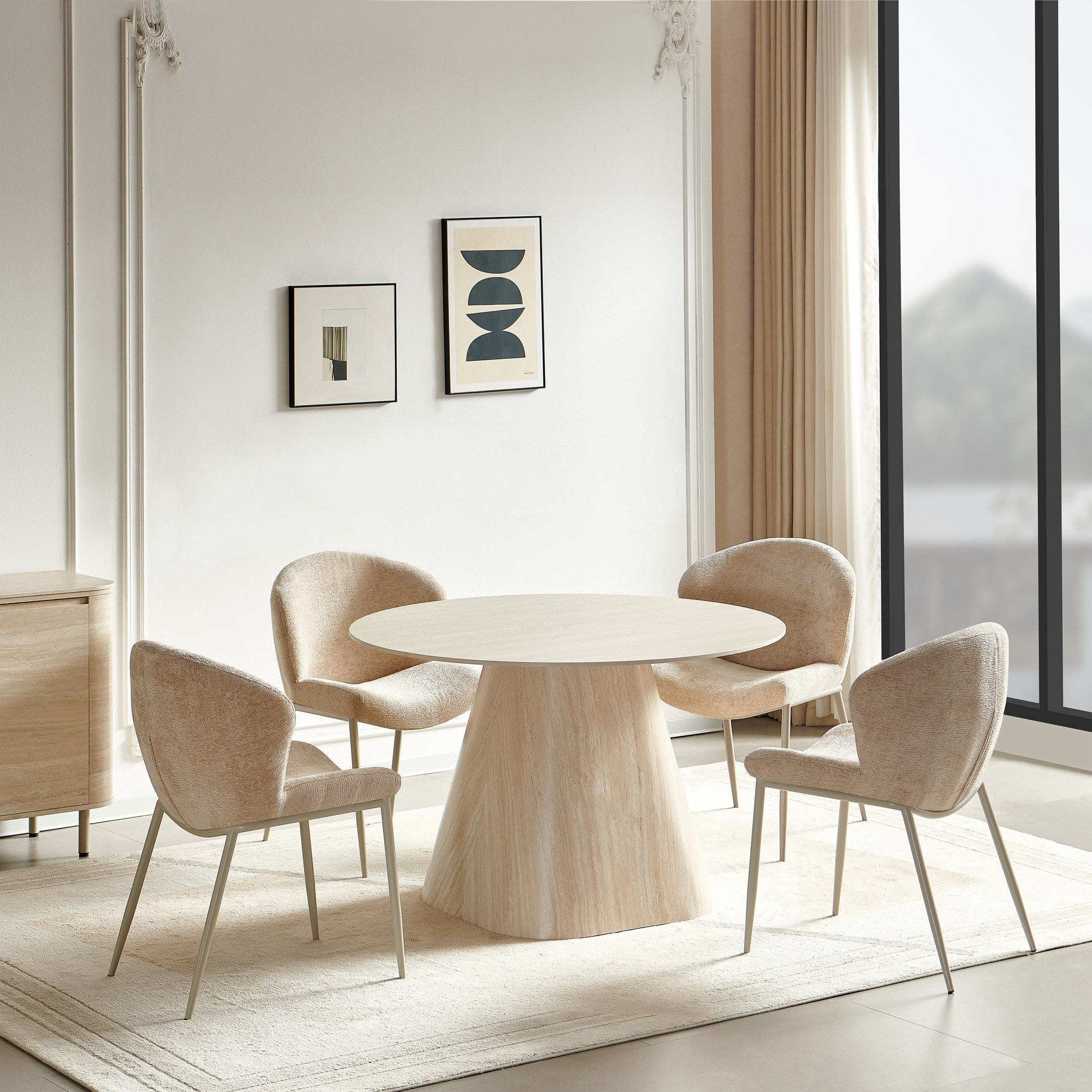 طاولة طعام مستديرة من الحجر الملبد 4 مقاعد من أستونيا-hbxfurniture-diningtablesandsets-diningtables-fourseater-image-7