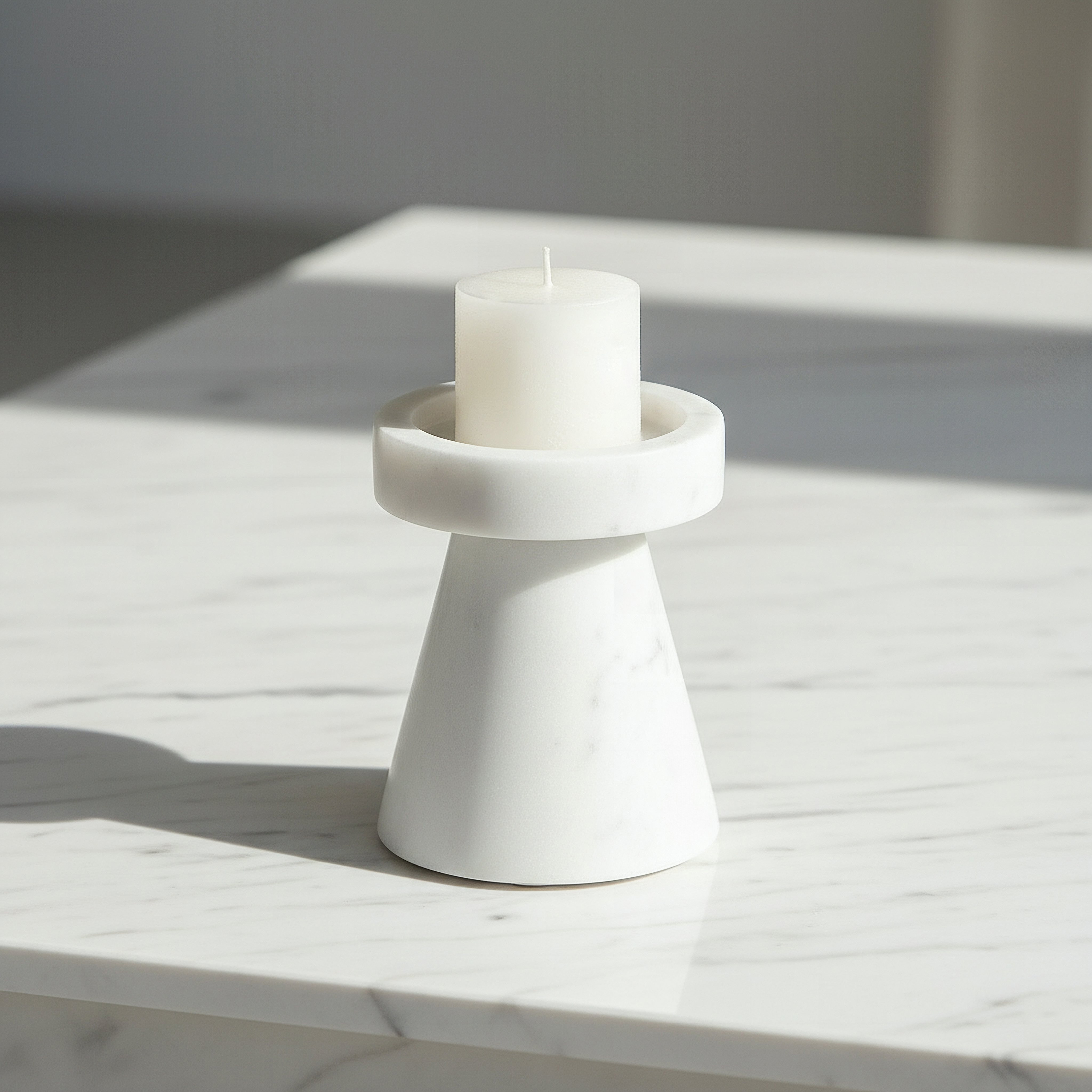 Blake Madlin Natural Marble Decorative Candleholder - 10 cm-hbxlivingroom-decorandaccessories-candleholders-image-1
