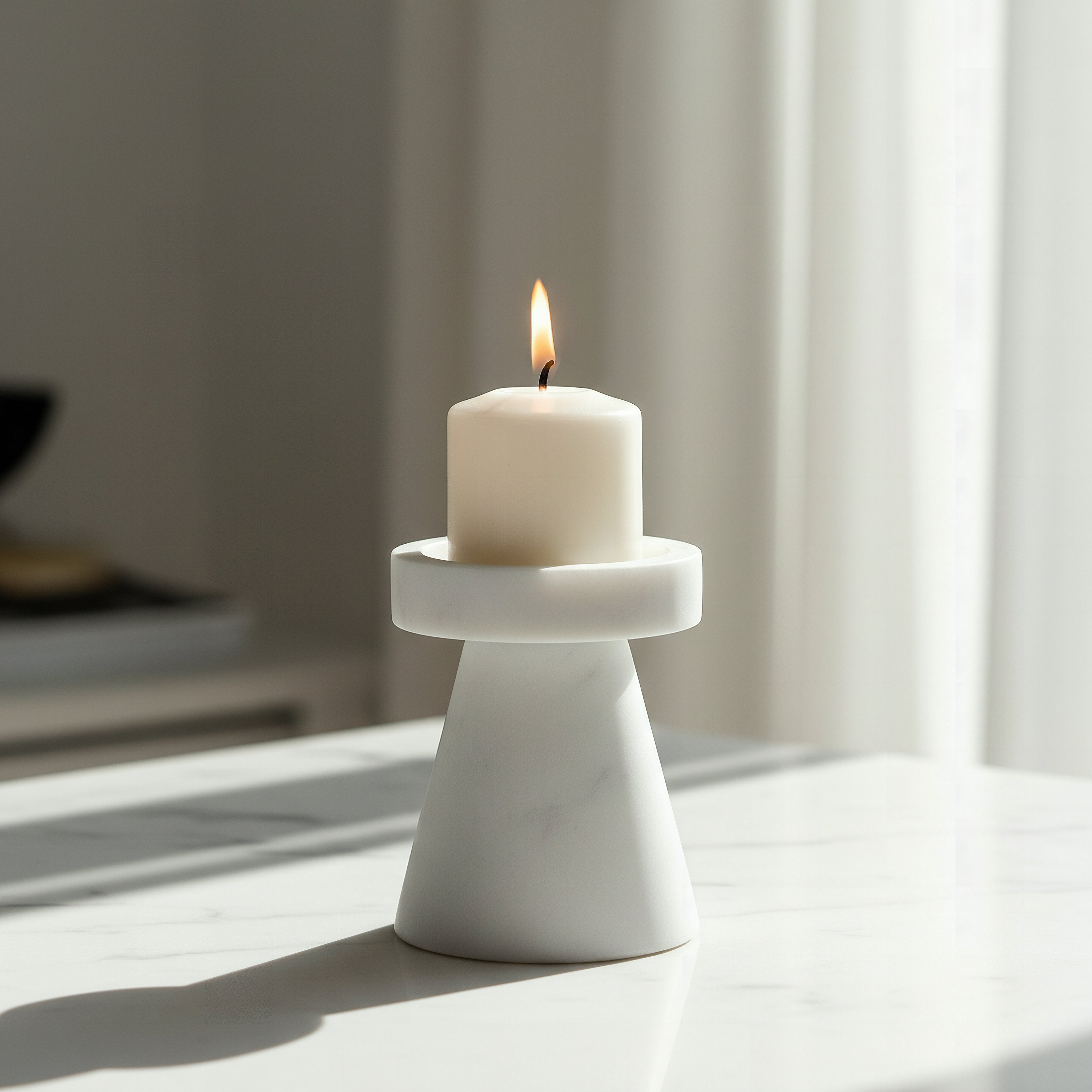 Blake Madlin Natural Marble Decorative Candleholder - 10 cm-hbxlivingroom-decorandaccessories-candleholders-image-2