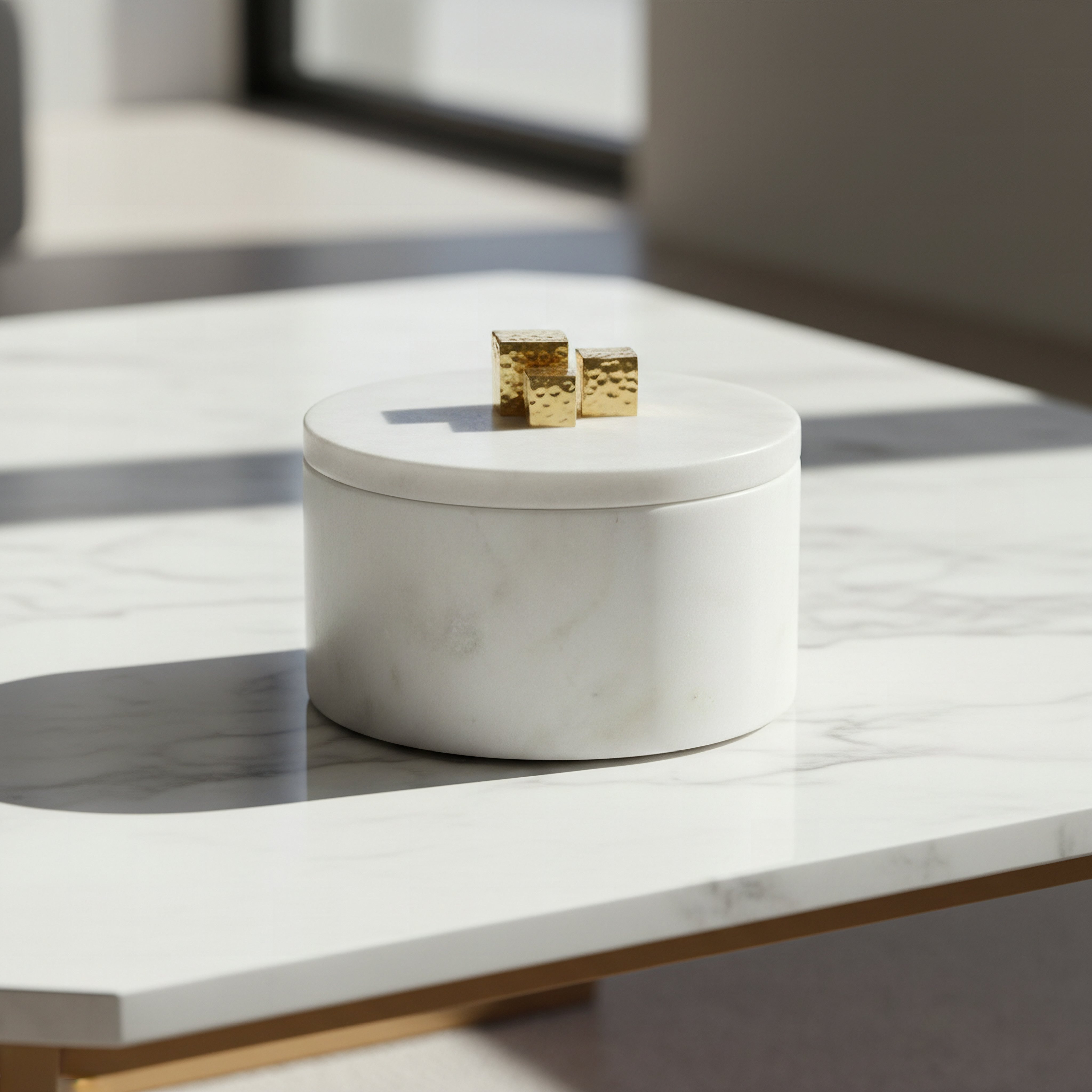 Blake Madlin Decorative Natural Marble Trinket Box with Metal Knob - 16 x11 cm-hbxbedroom-bedroomaccessories-jewelleryboxesandholders-image-1