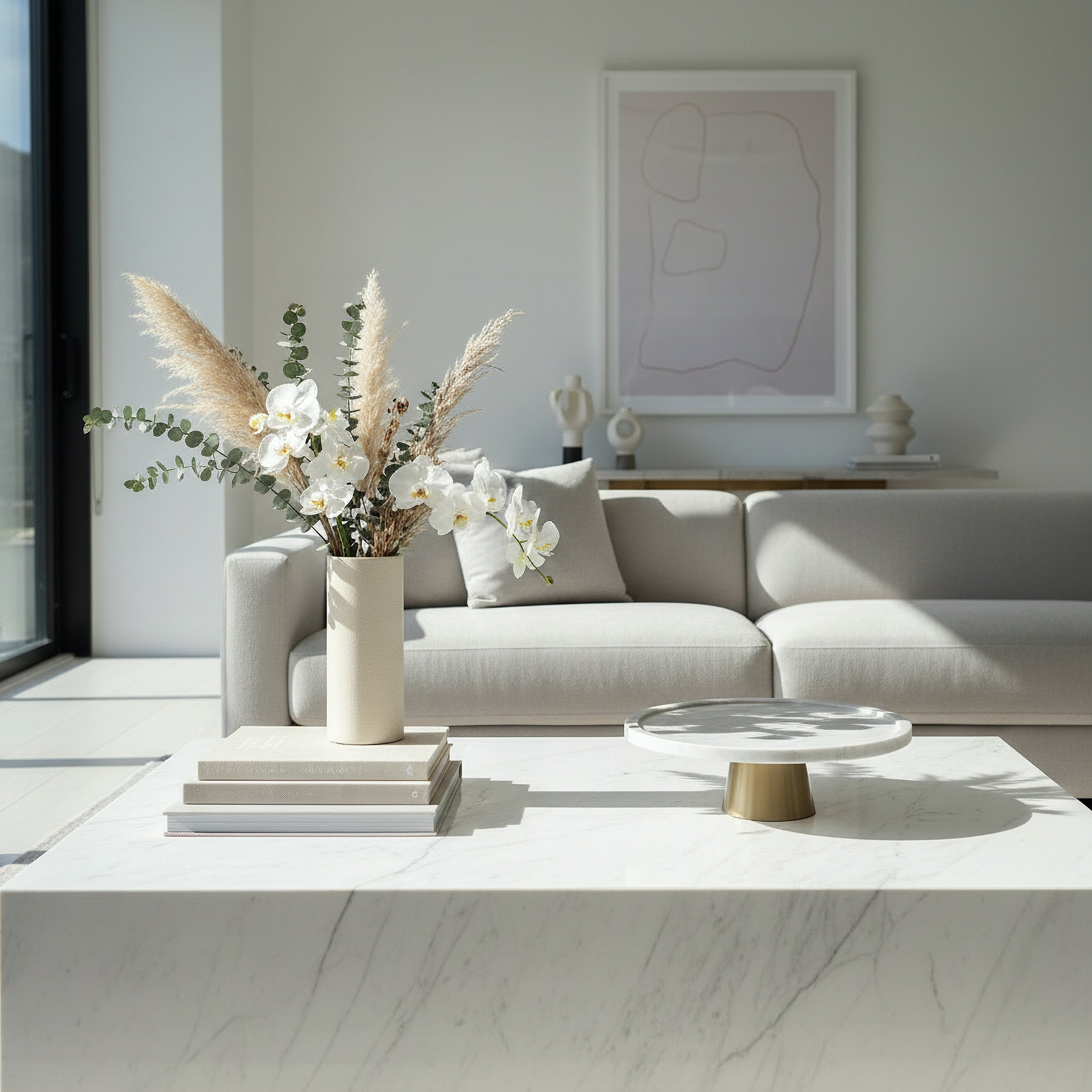 Blake Madlin Natural Marble Decorative Footed Stand with Metal Knob - 30x12 cm-hbxhomeware-hbxdecorandfurnishings-image-4