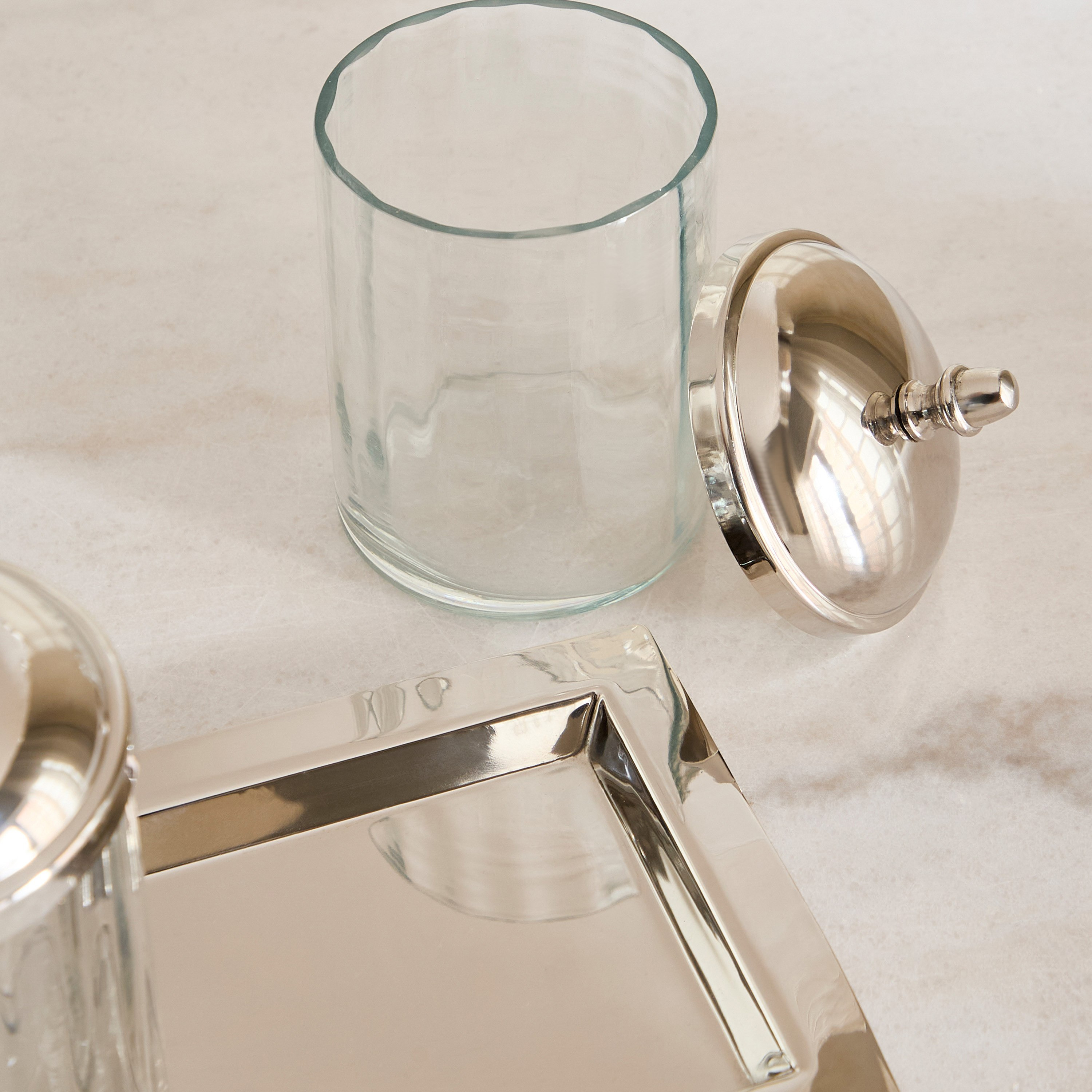 طقم جرات زجاج 3 قطع وصينية من أورينتال - 30x12x14 سم-hbxdecorandfurnishings-tabletop-serveware-image-4