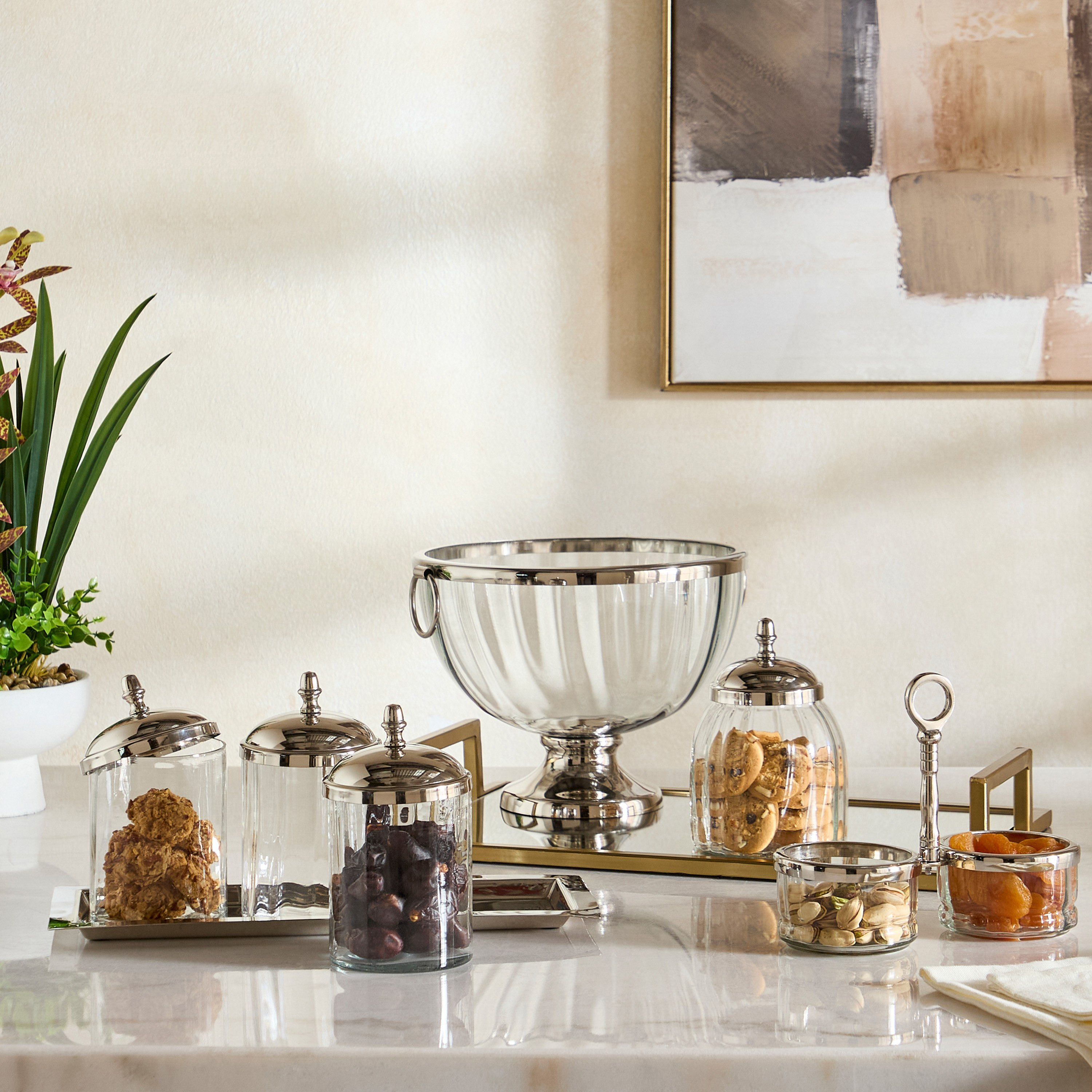طقم جرات زجاج 3 قطع وصينية من أورينتال - 30x12x14 سم-hbxdecorandfurnishings-tabletop-serveware-image-5