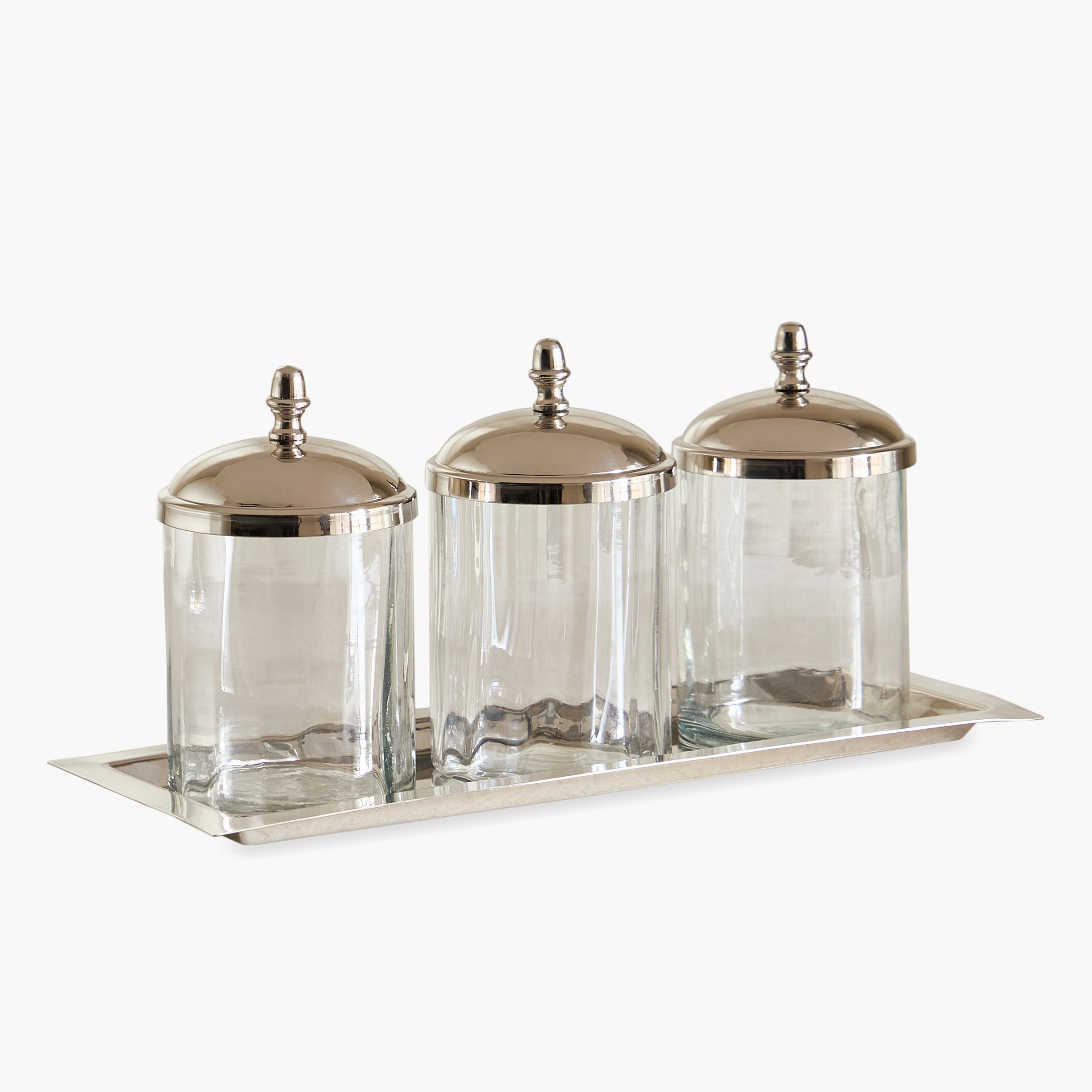 طقم جرات زجاج 3 قطع وصينية من أورينتال - 30x12x14 سم-hbxdecorandfurnishings-tabletop-serveware-image-6